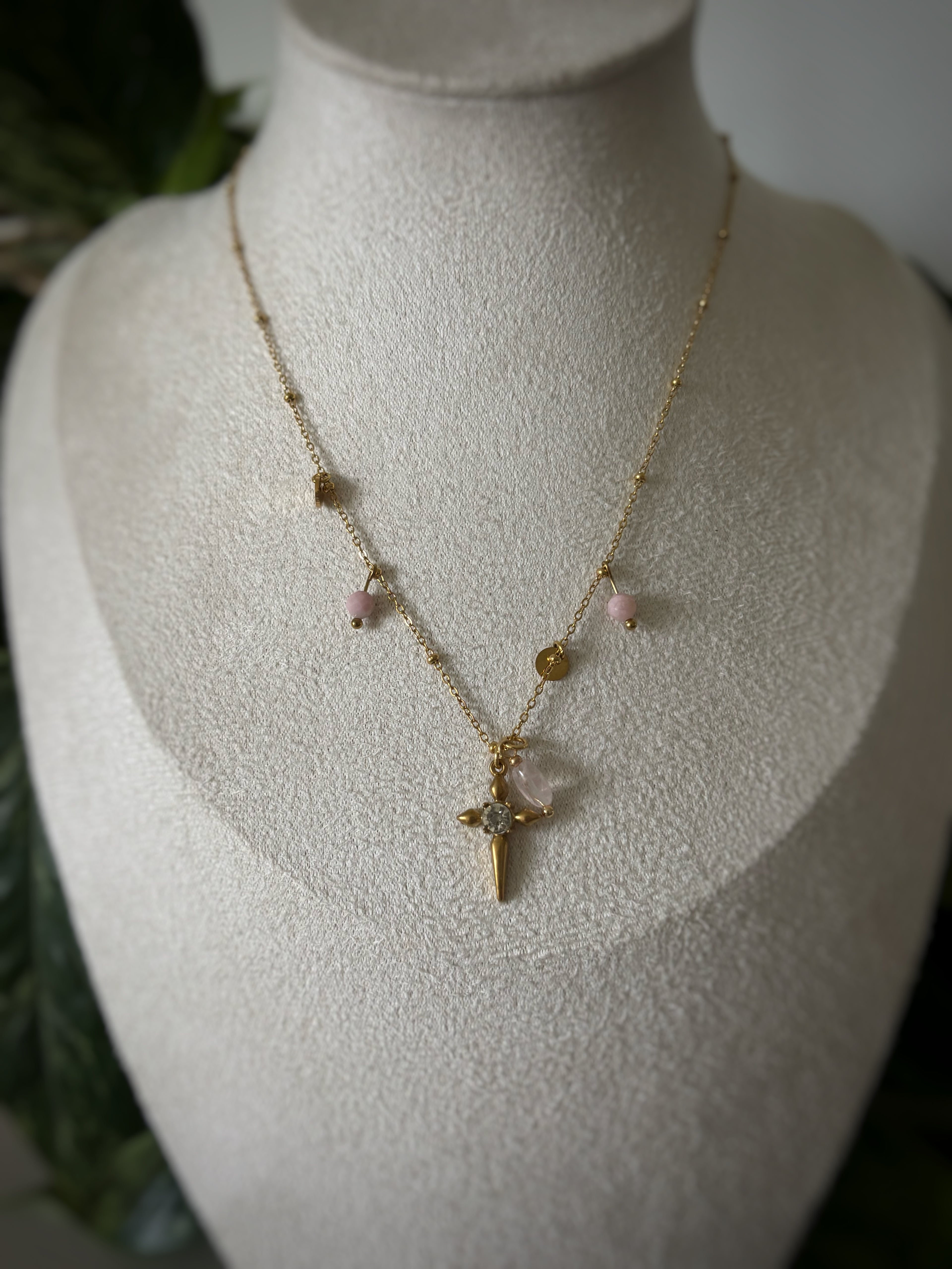 Collier Quartz rose - étoile