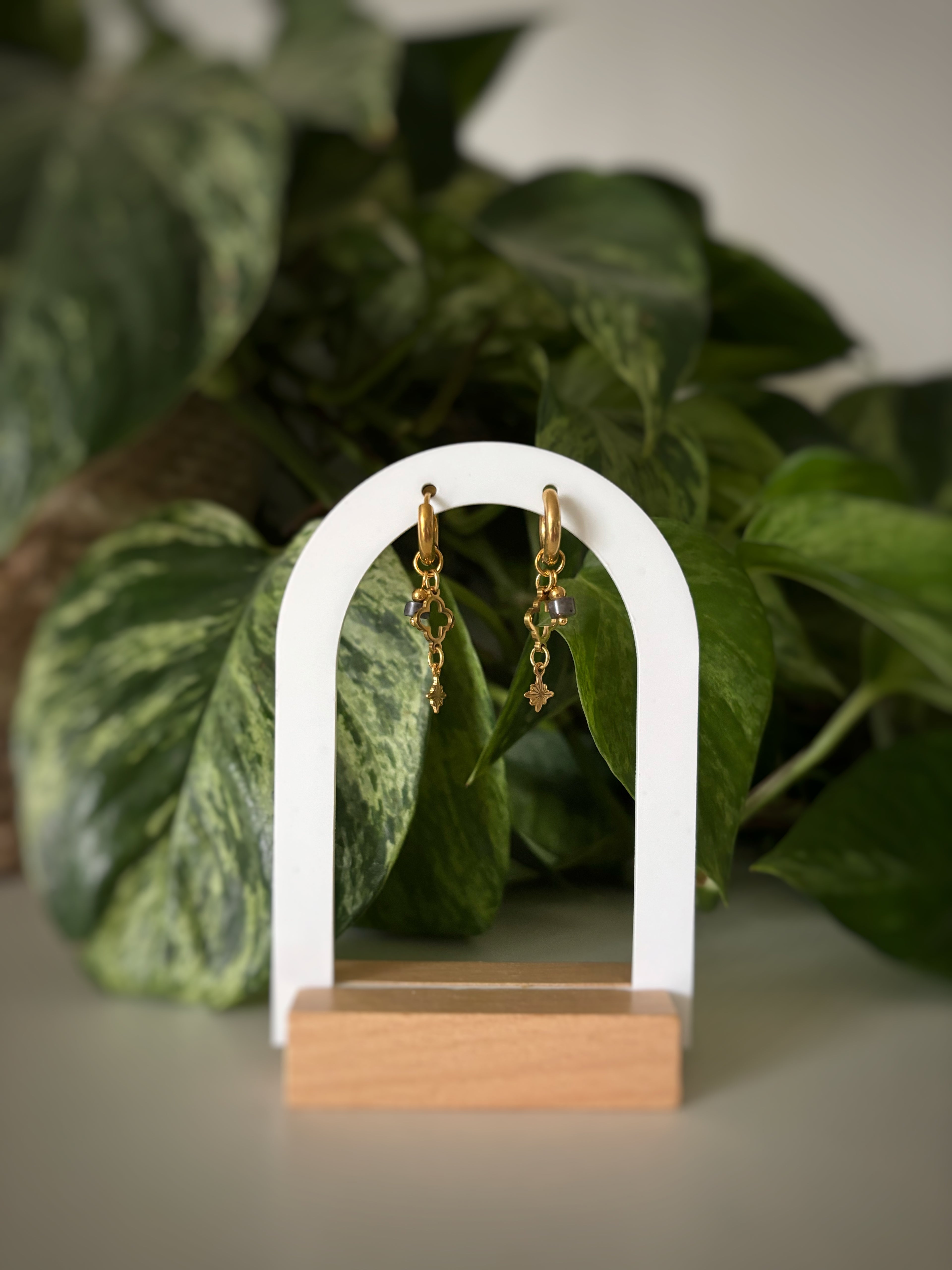 Boucles d’oreilles - obsidienne mouchetée