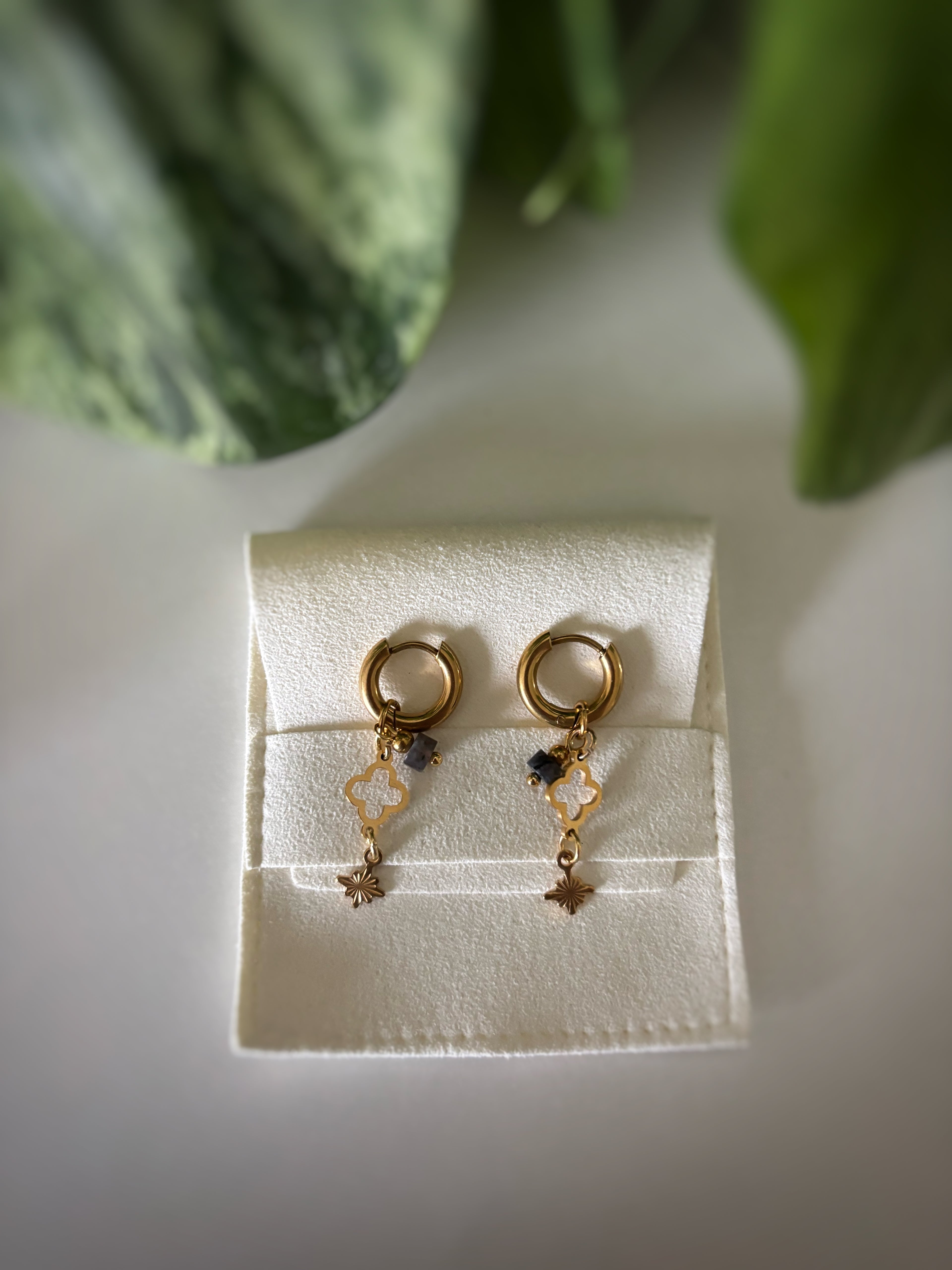 Boucles d’oreilles - obsidienne mouchetée