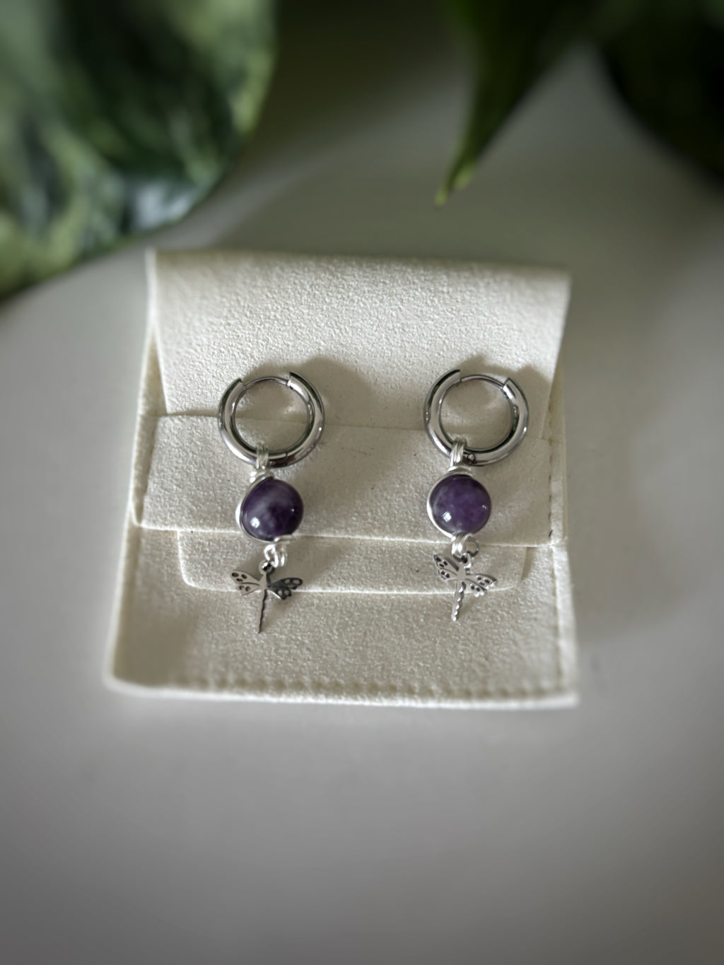 Boucles d’oreilles libellule - Améthyste