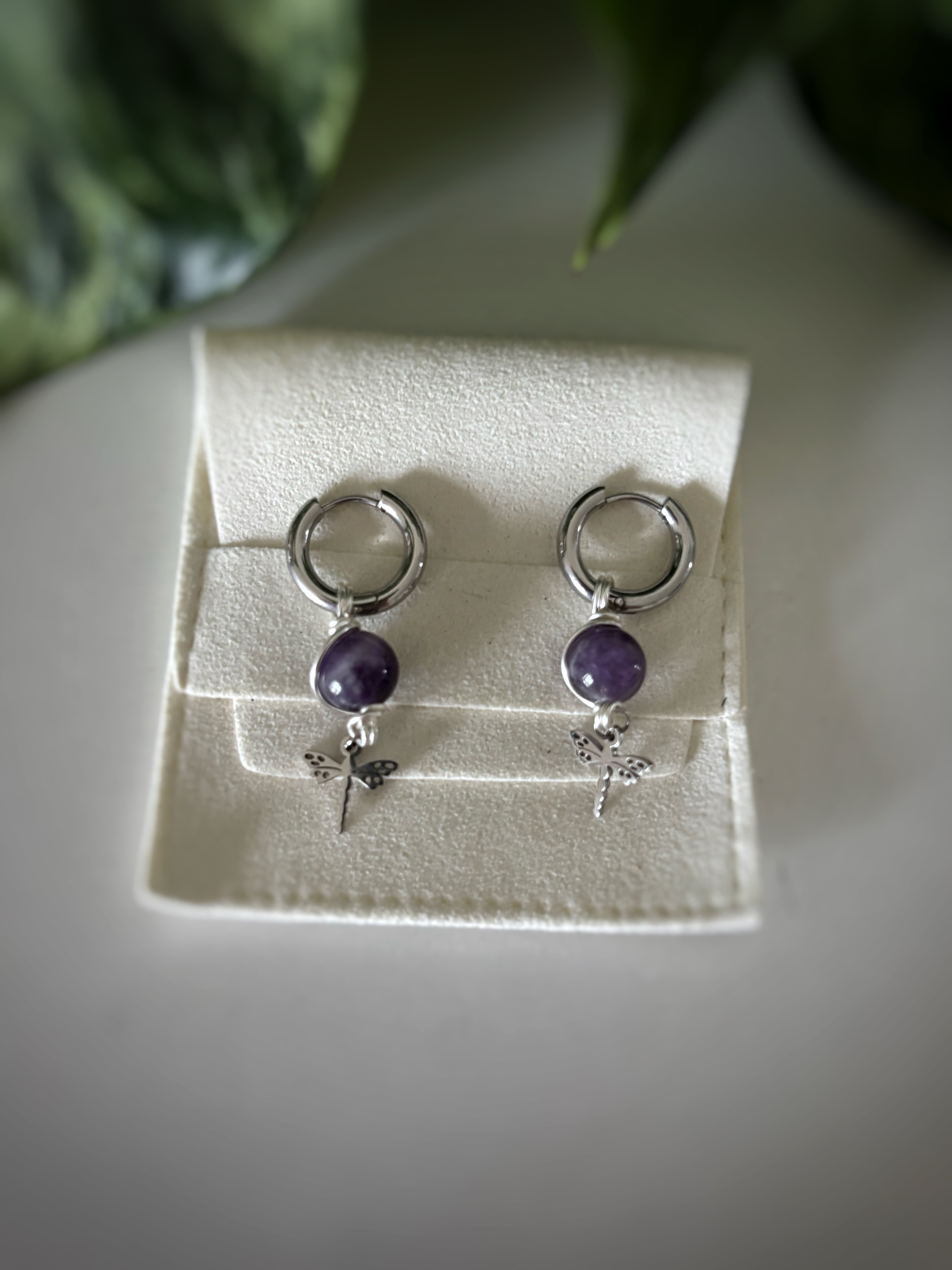 Boucles d’oreilles libellule - Améthyste