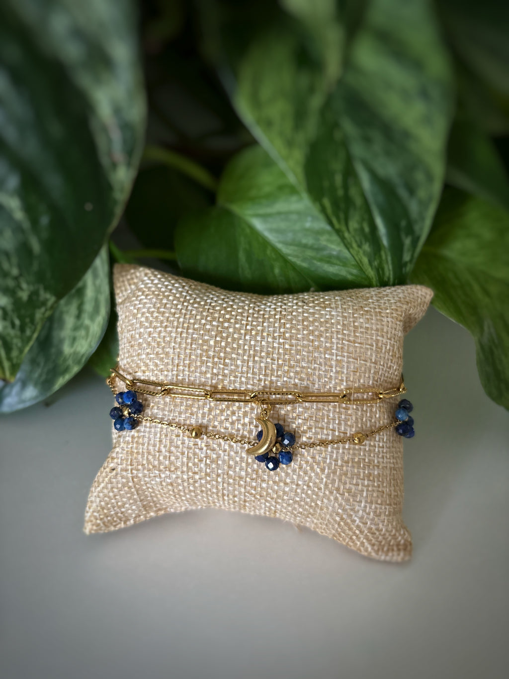 Bracelet lapis-lazuli et lune
