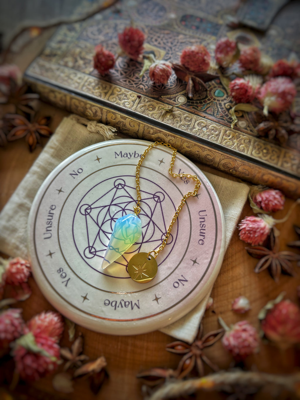 Kit de divination – Pendule en opalite