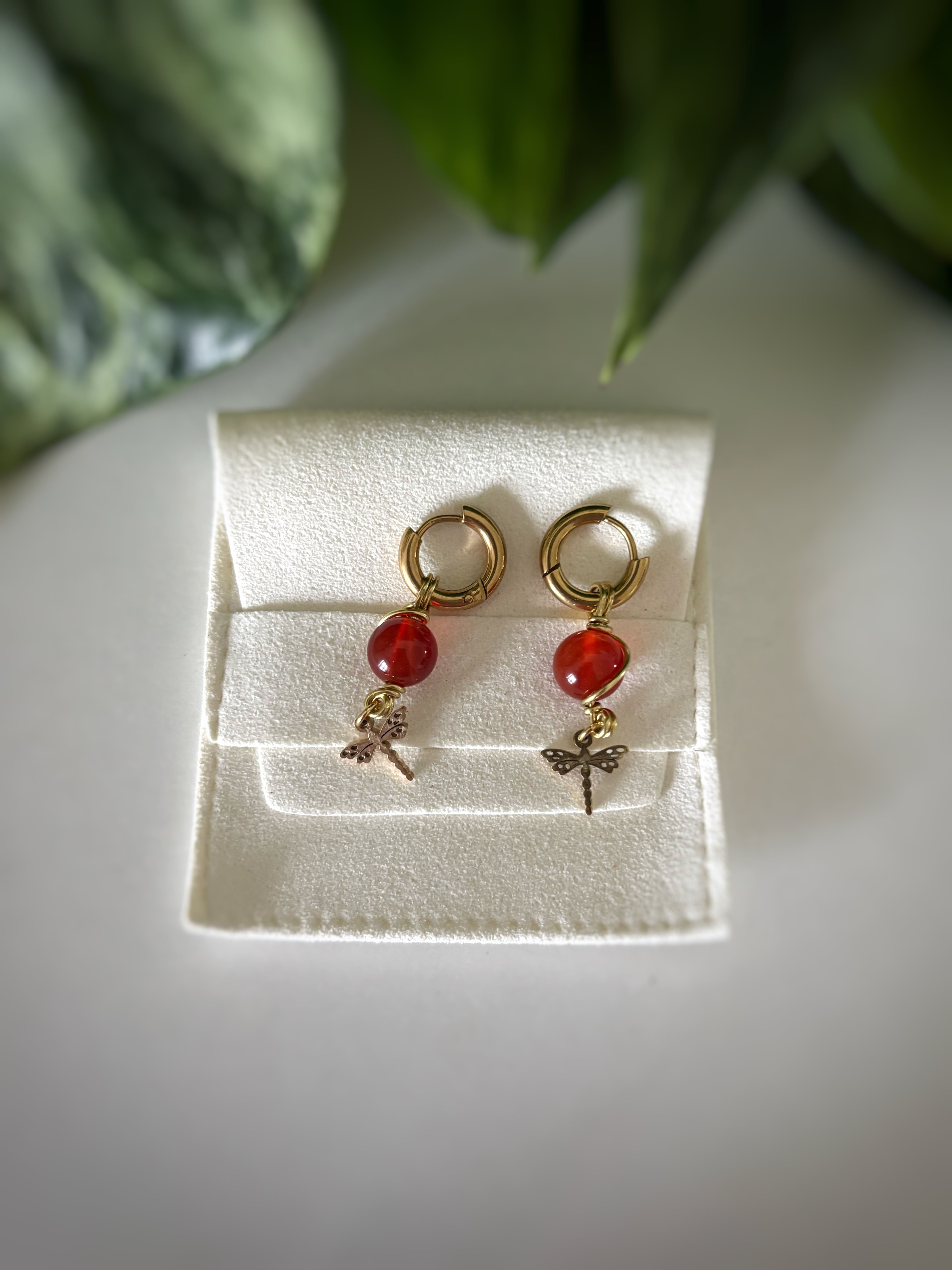 Boucles d’oreilles libellule - Cornaline