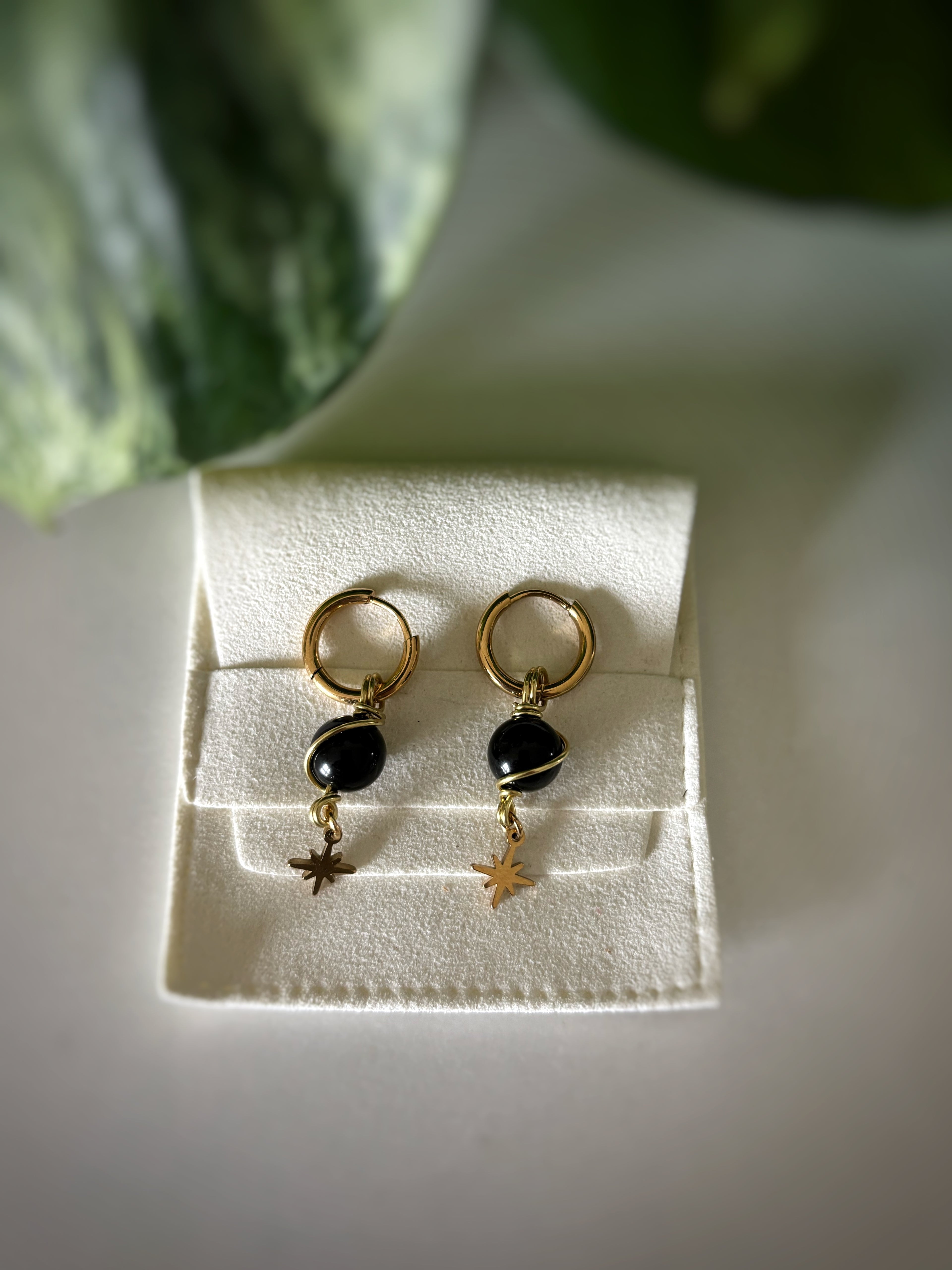 Boucles d’oreilles obsidienne argenté