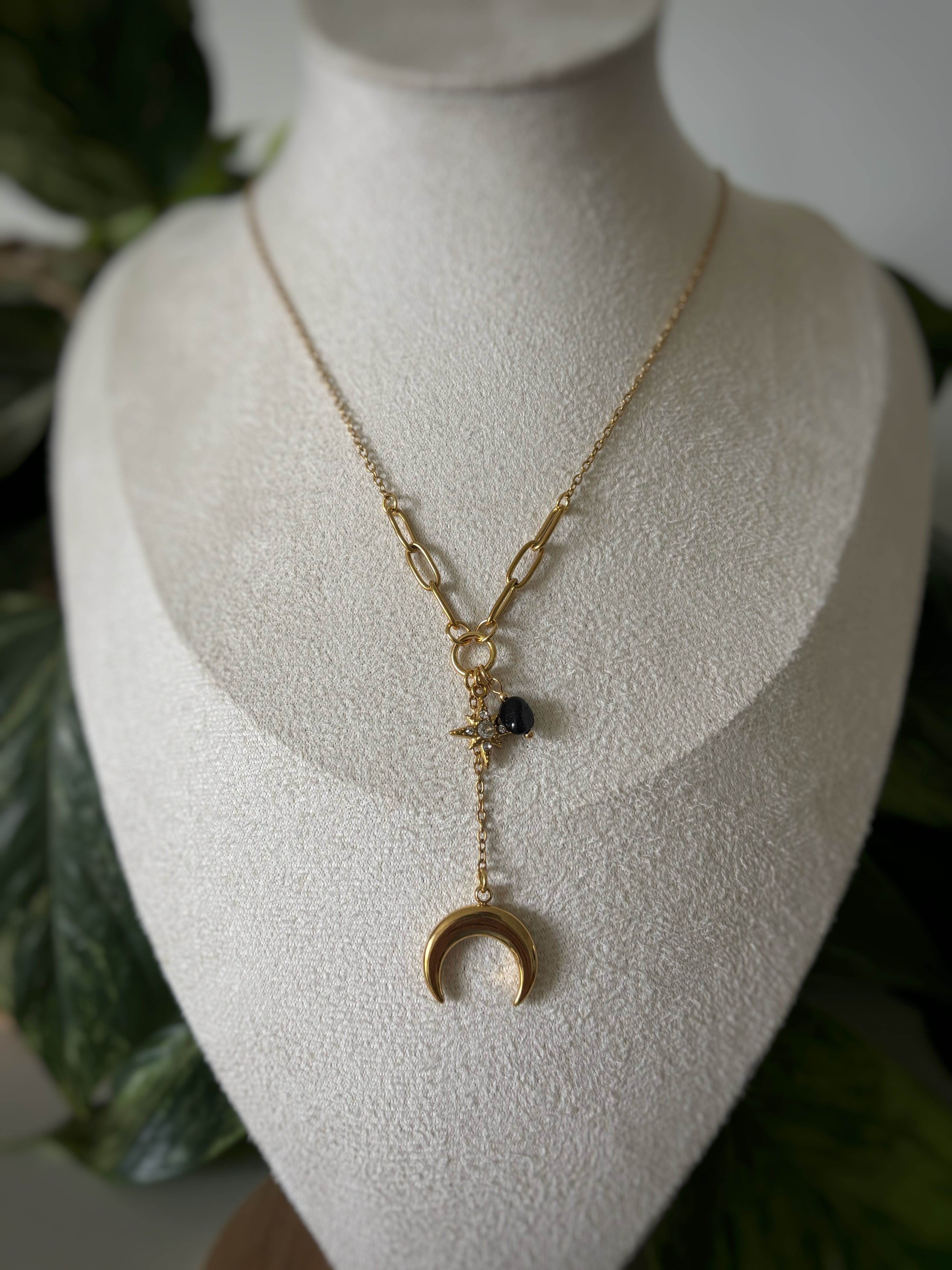 Collier obsidienne - Lune