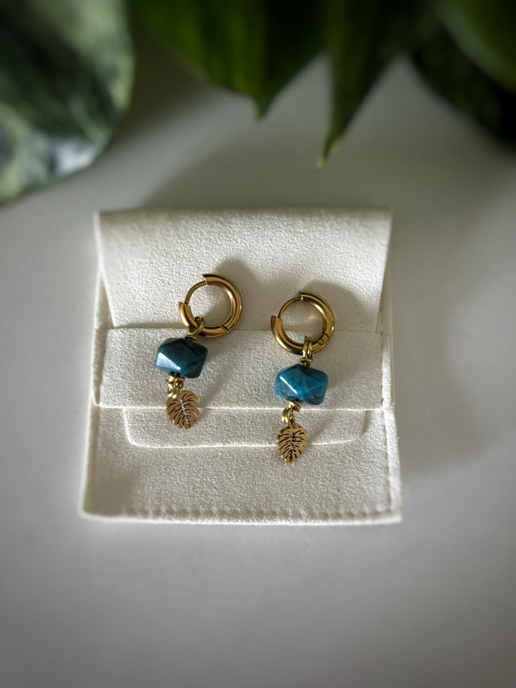 Boucles d’oreilles monstera - Apatite