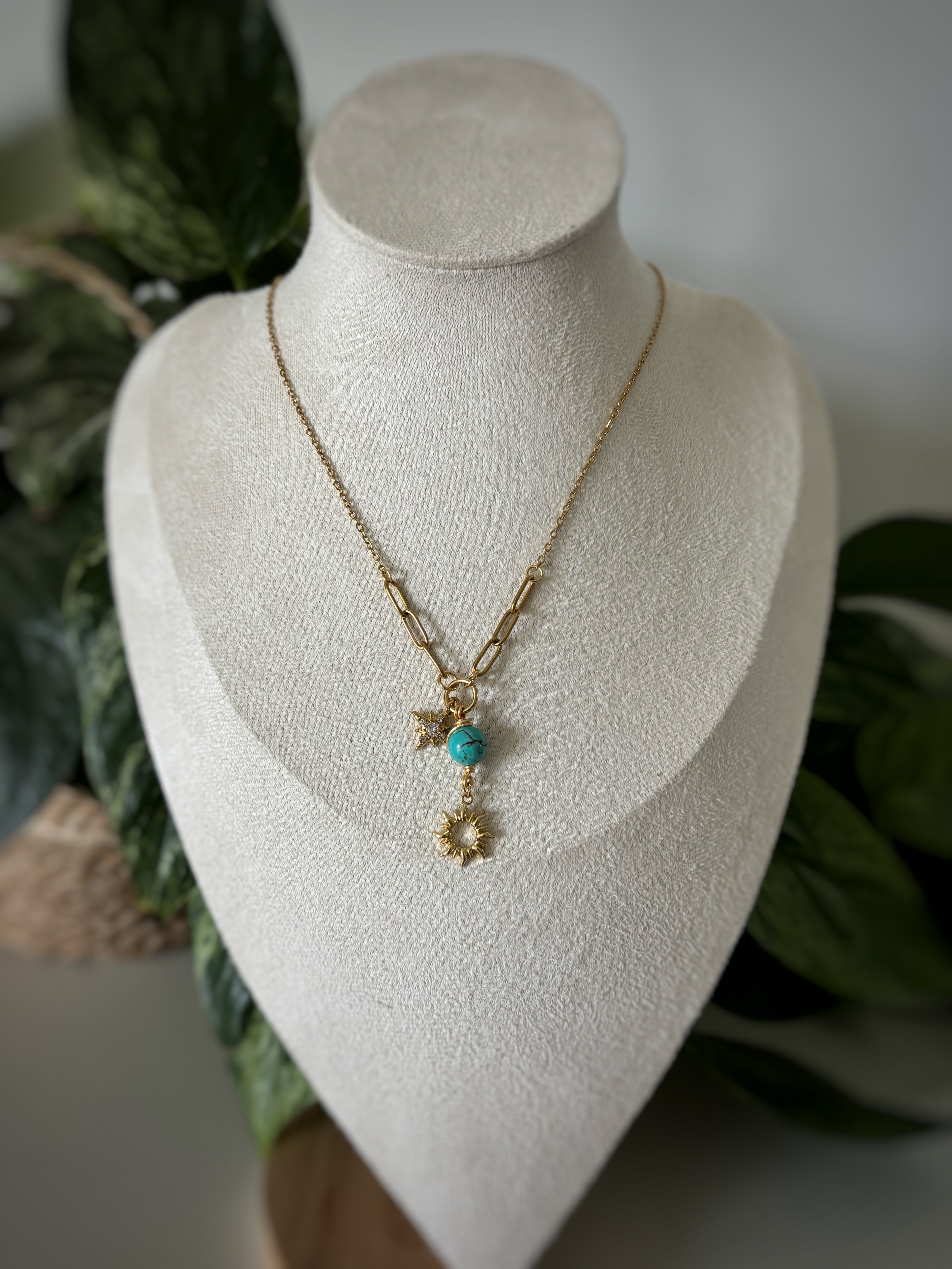 Collier soleil - Turquoise