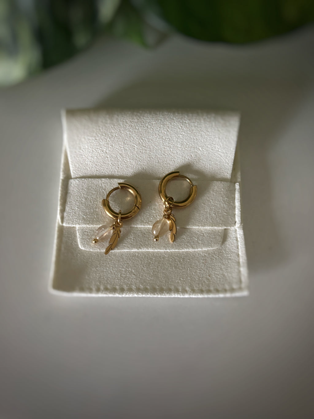 Boucles d’oreilles Arya - Citrine & plume