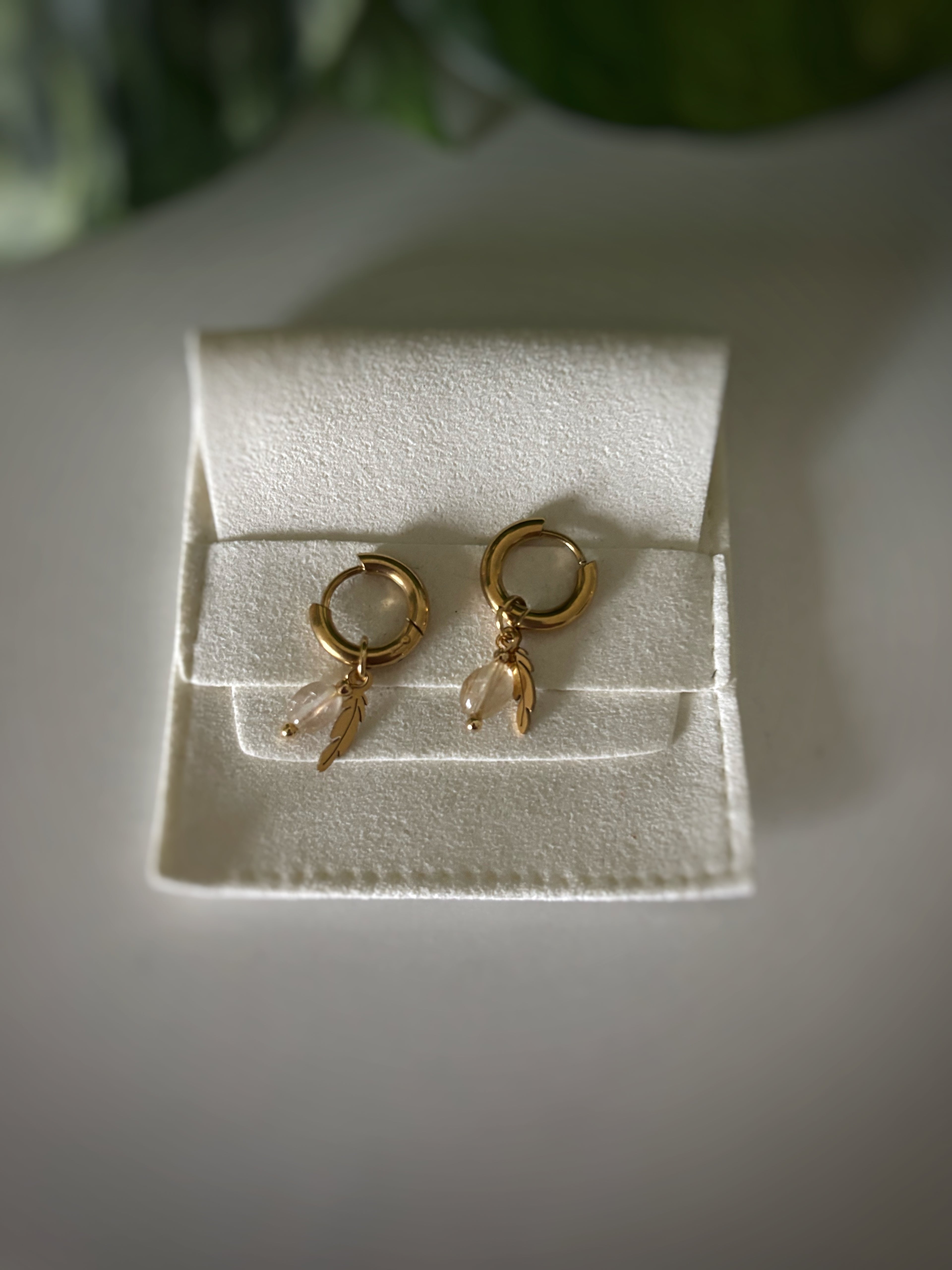 Boucles d’oreilles Arya - Citrine & plume
