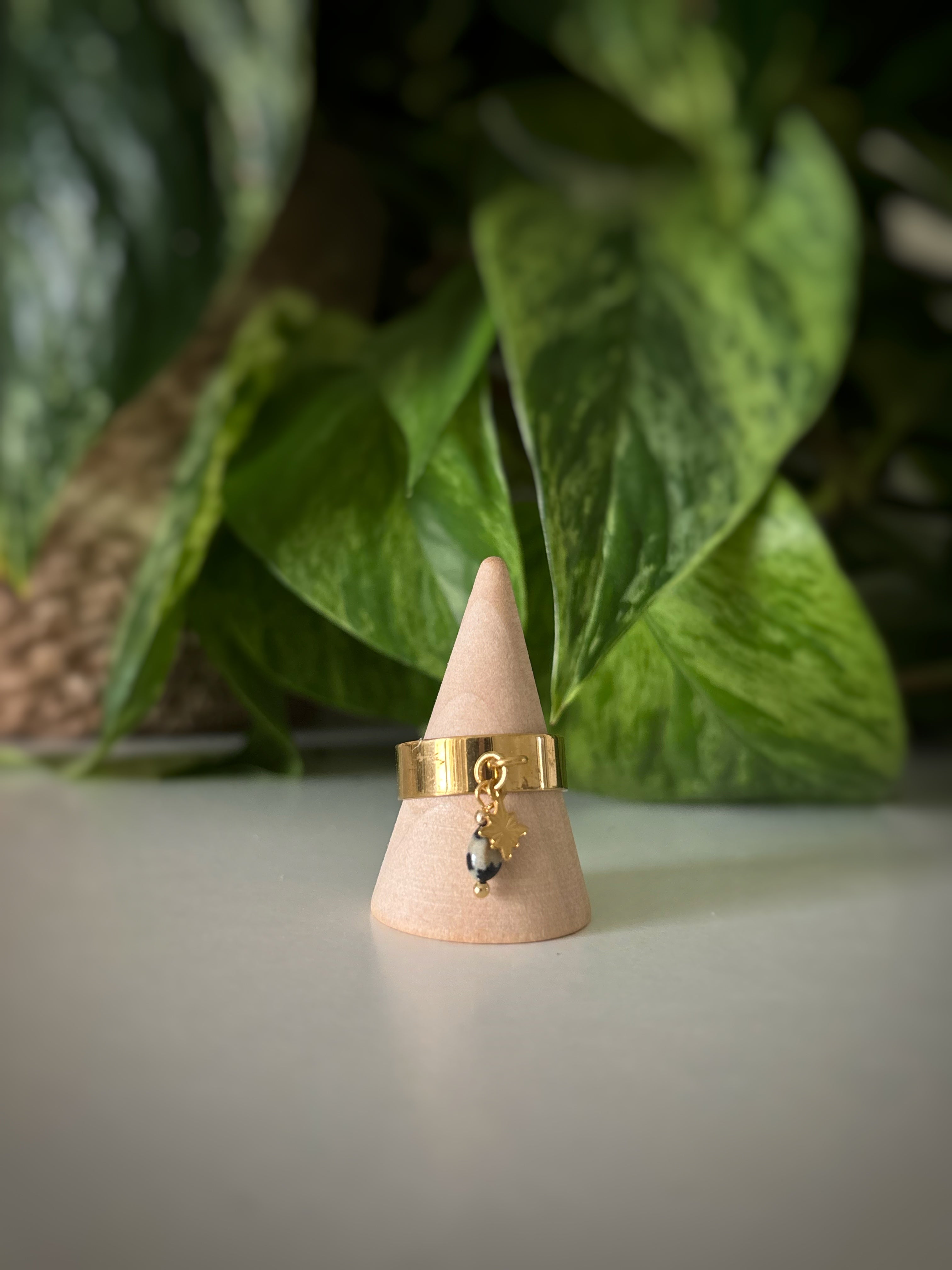 Bague ajustable Jaspe dalmatien