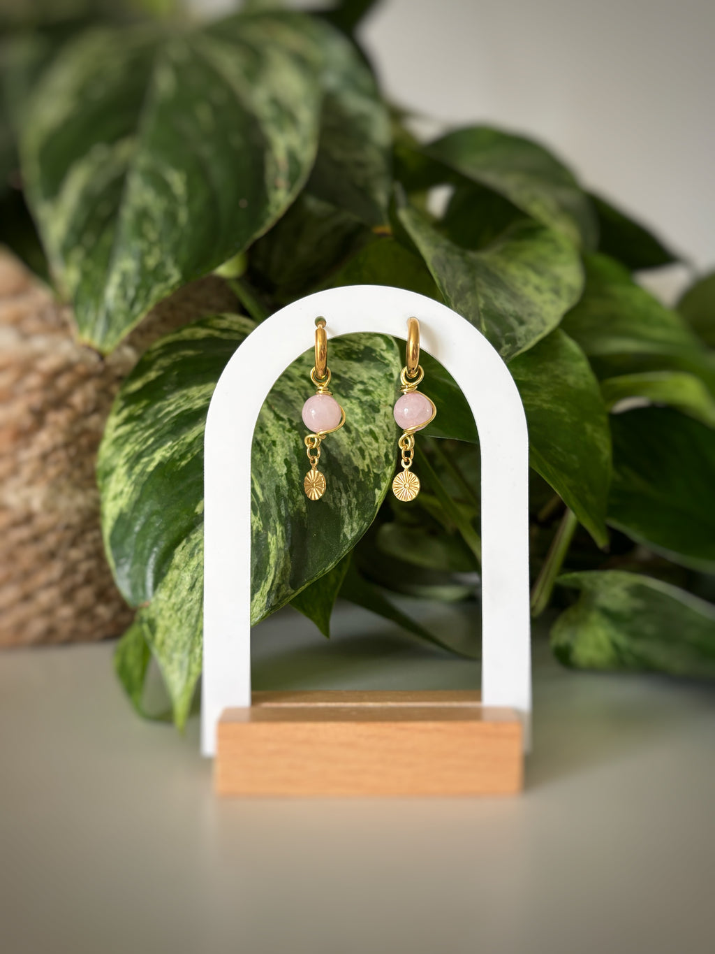 Boucles d’oreilles quartz rose
