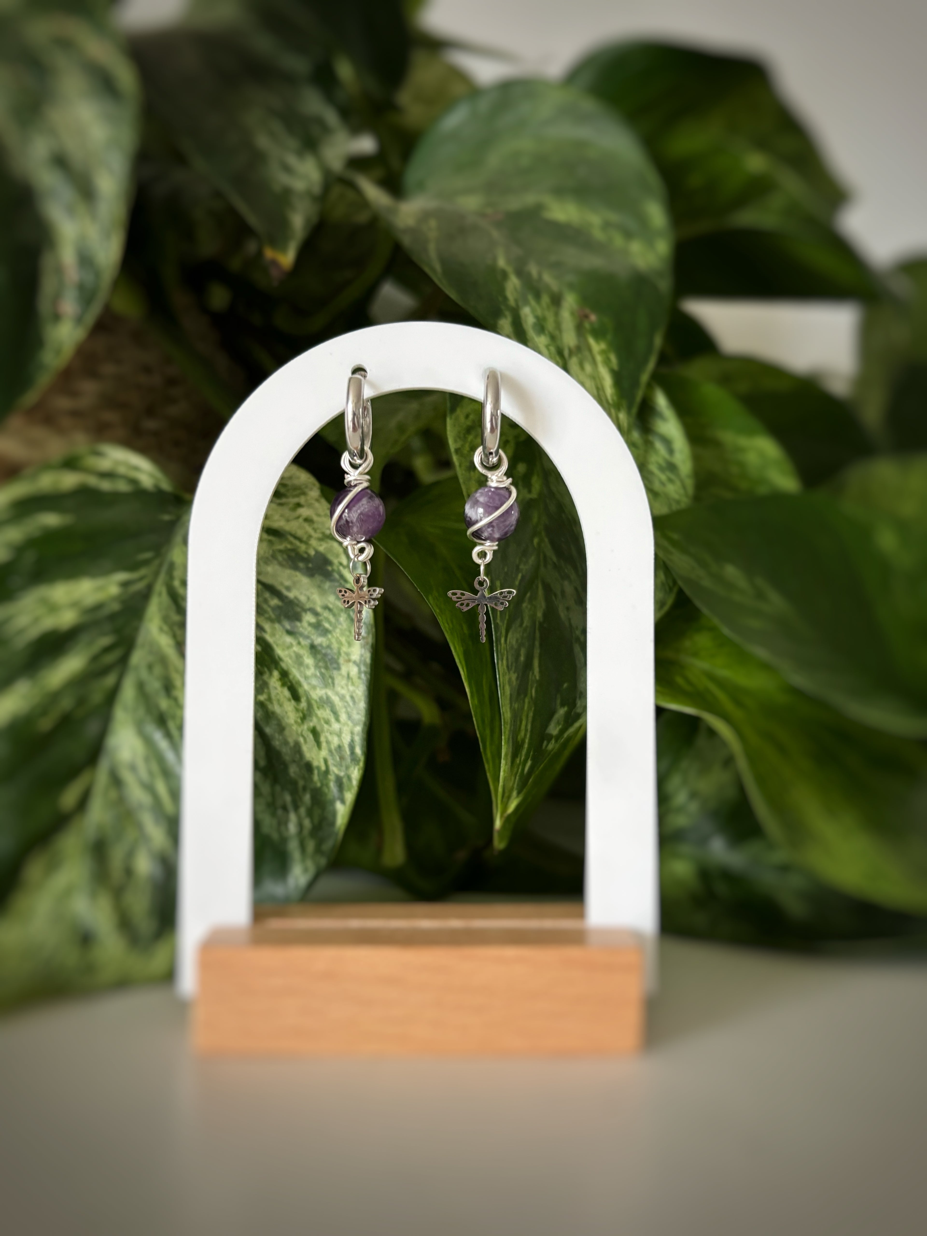 Boucles d’oreilles libellule - Améthyste