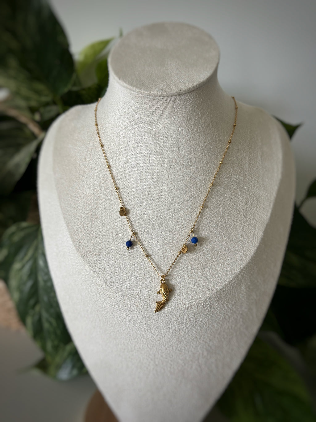 Collier lapis-lazuli - Carpe koï