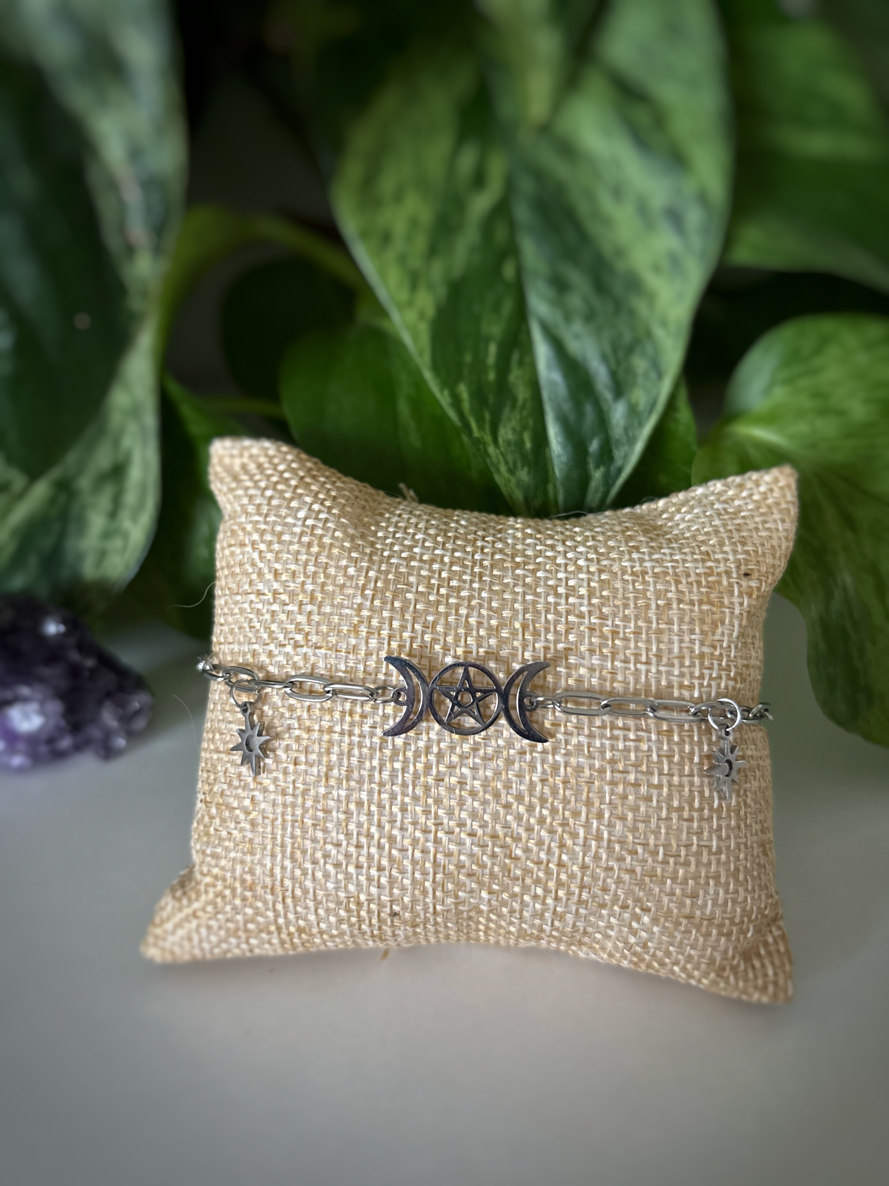 Bracelet triple lune pentagramme