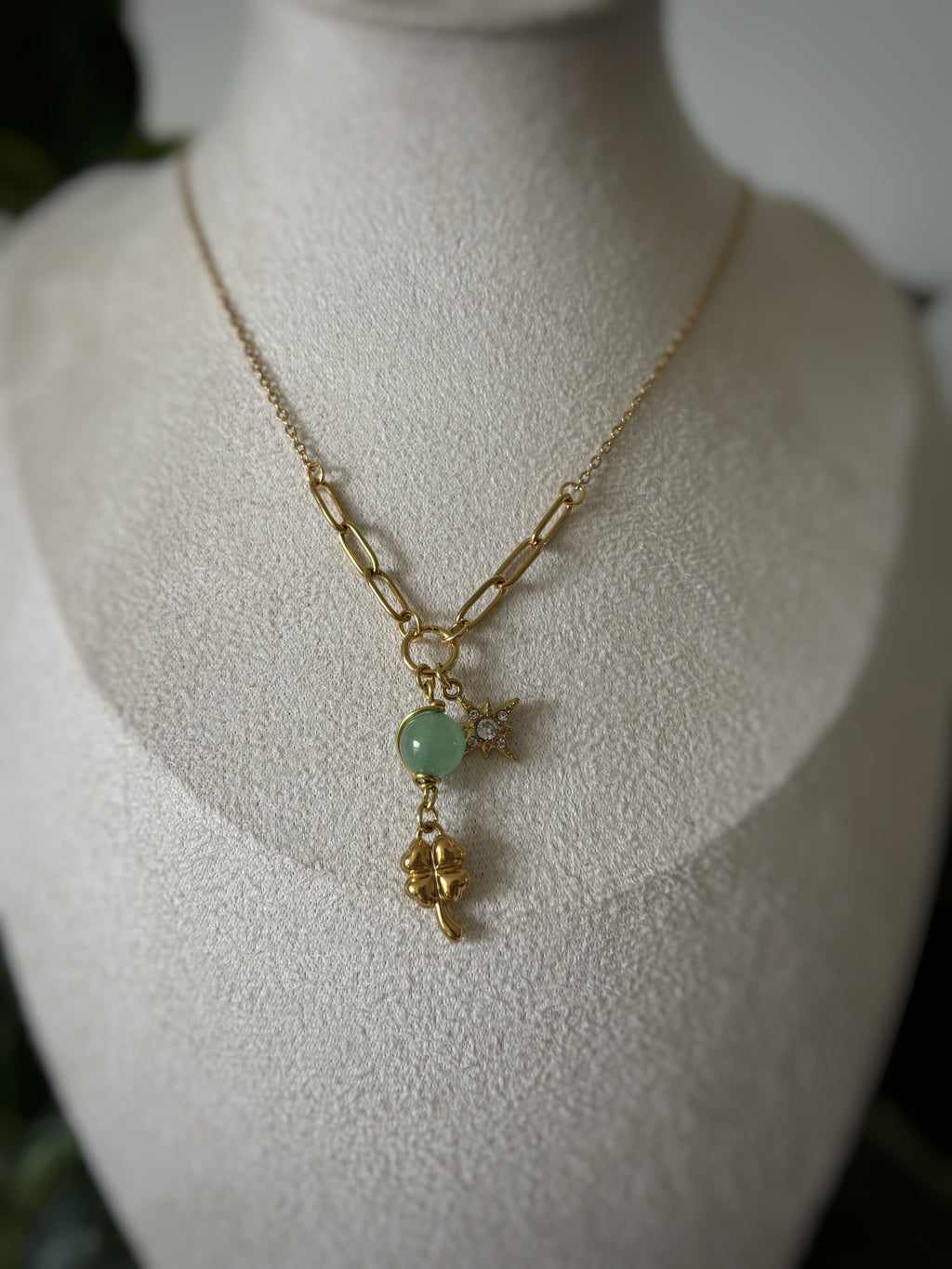 Collier aventurine verte - Trèfle