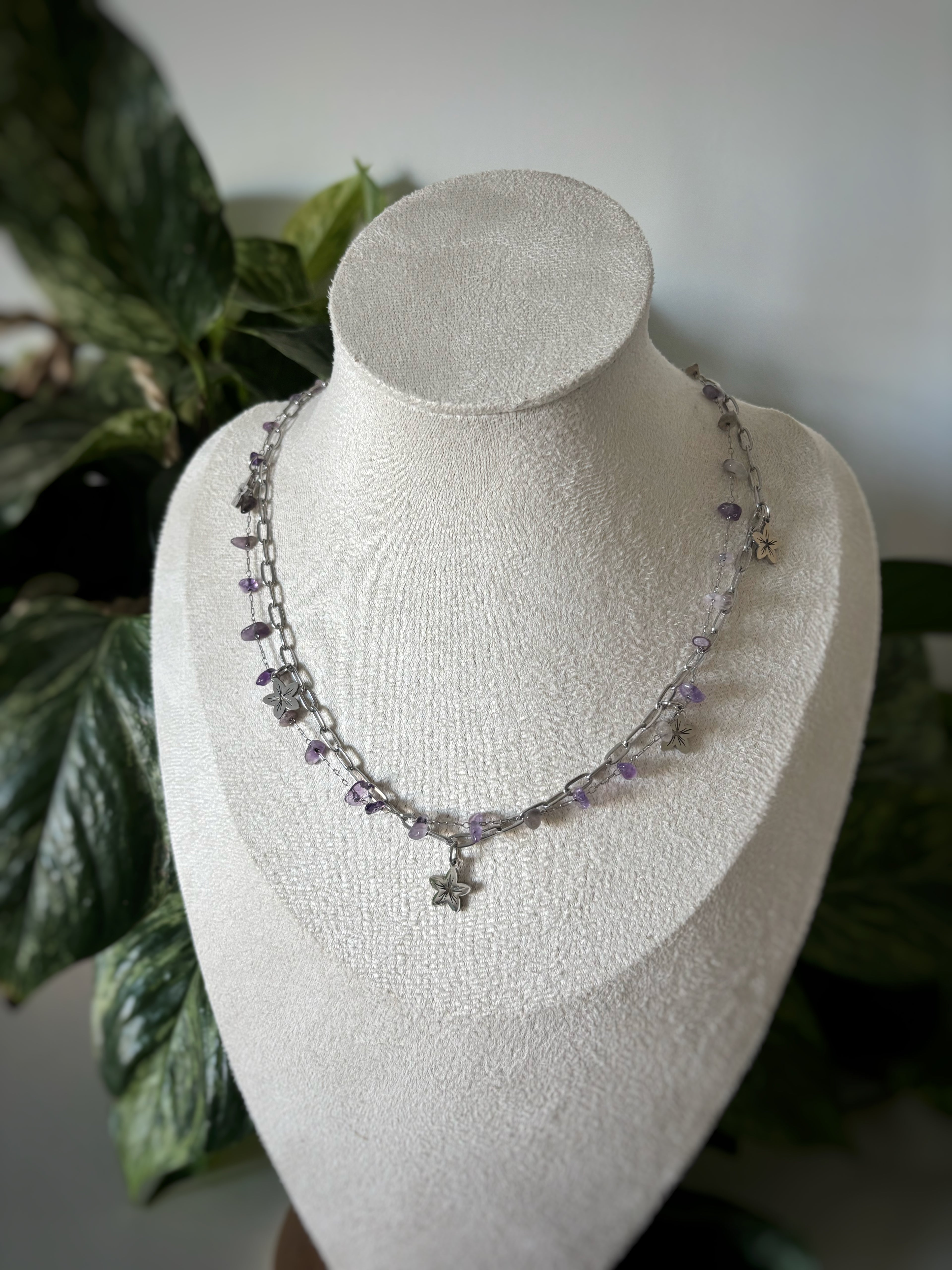 Collier Double Chaîne Améthyste