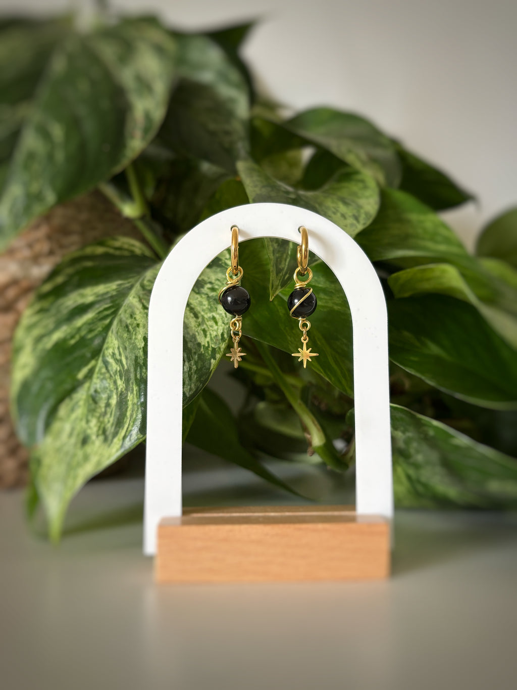 Boucles d’oreilles obsidienne argenté