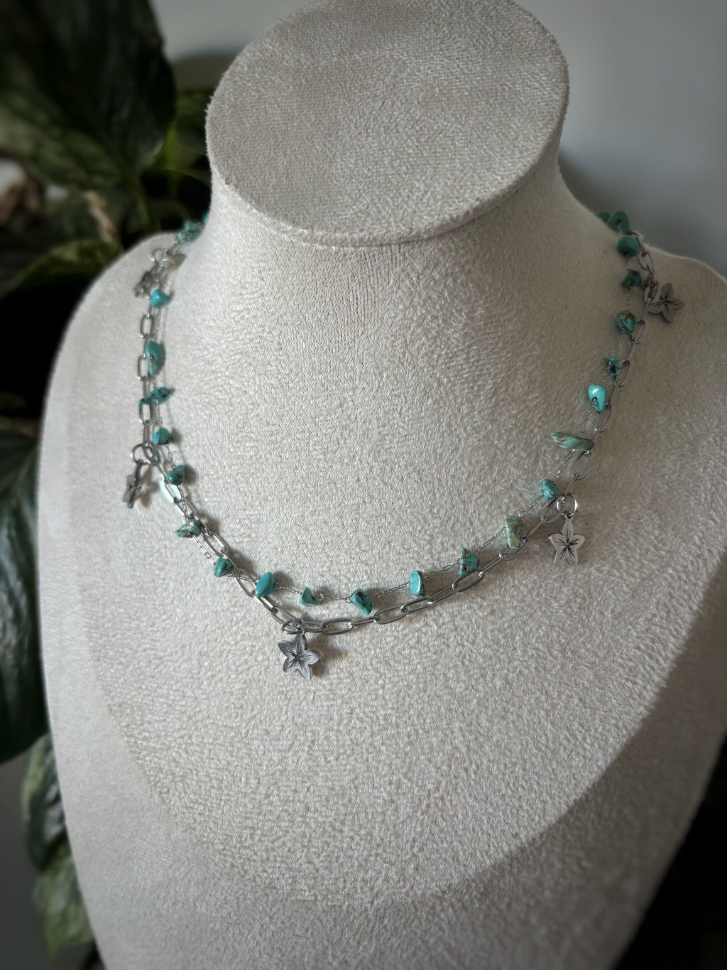 Collier Double Chaîne - Turquoise
