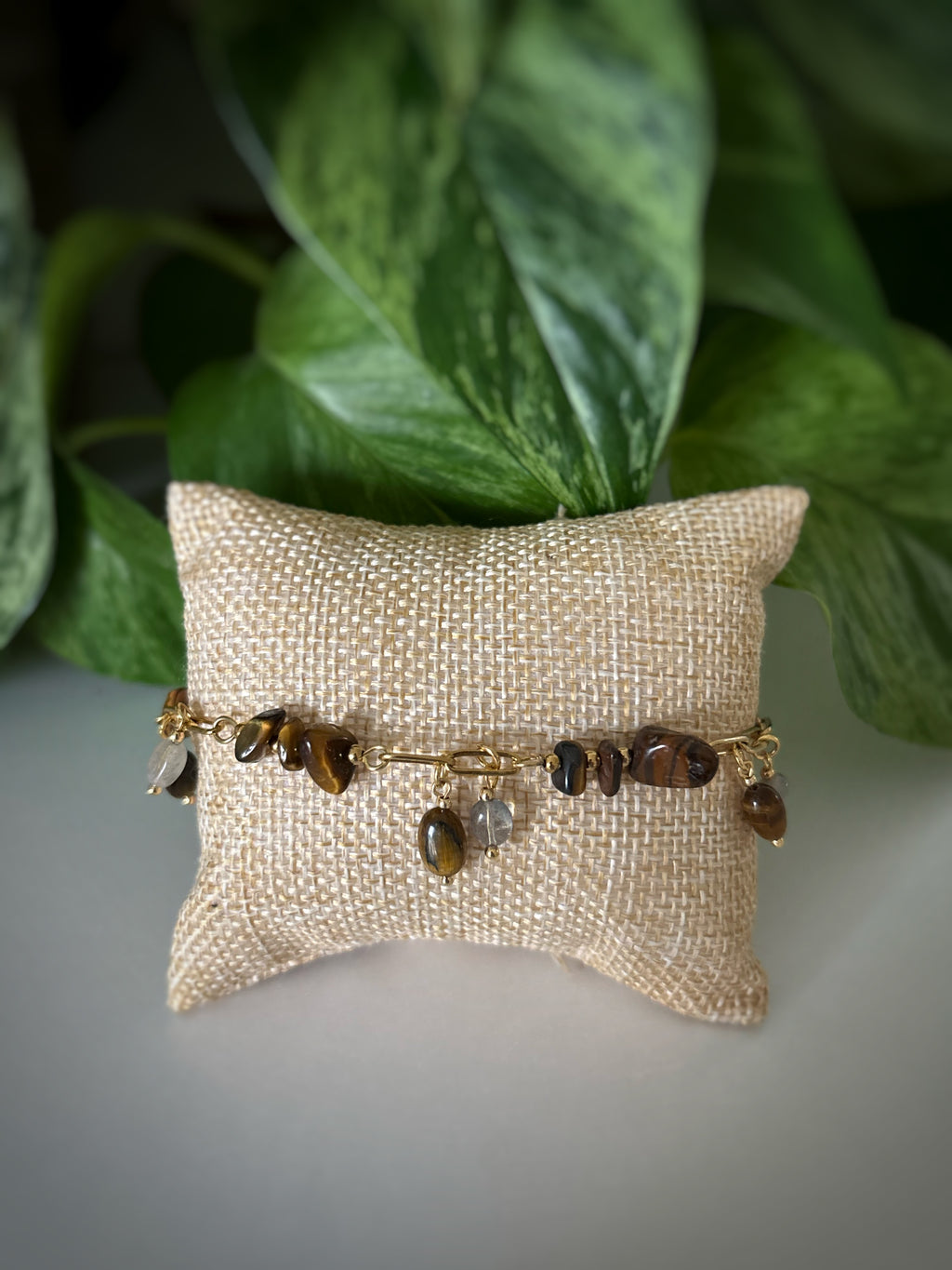 Bracelet œil de tigre et labradorite