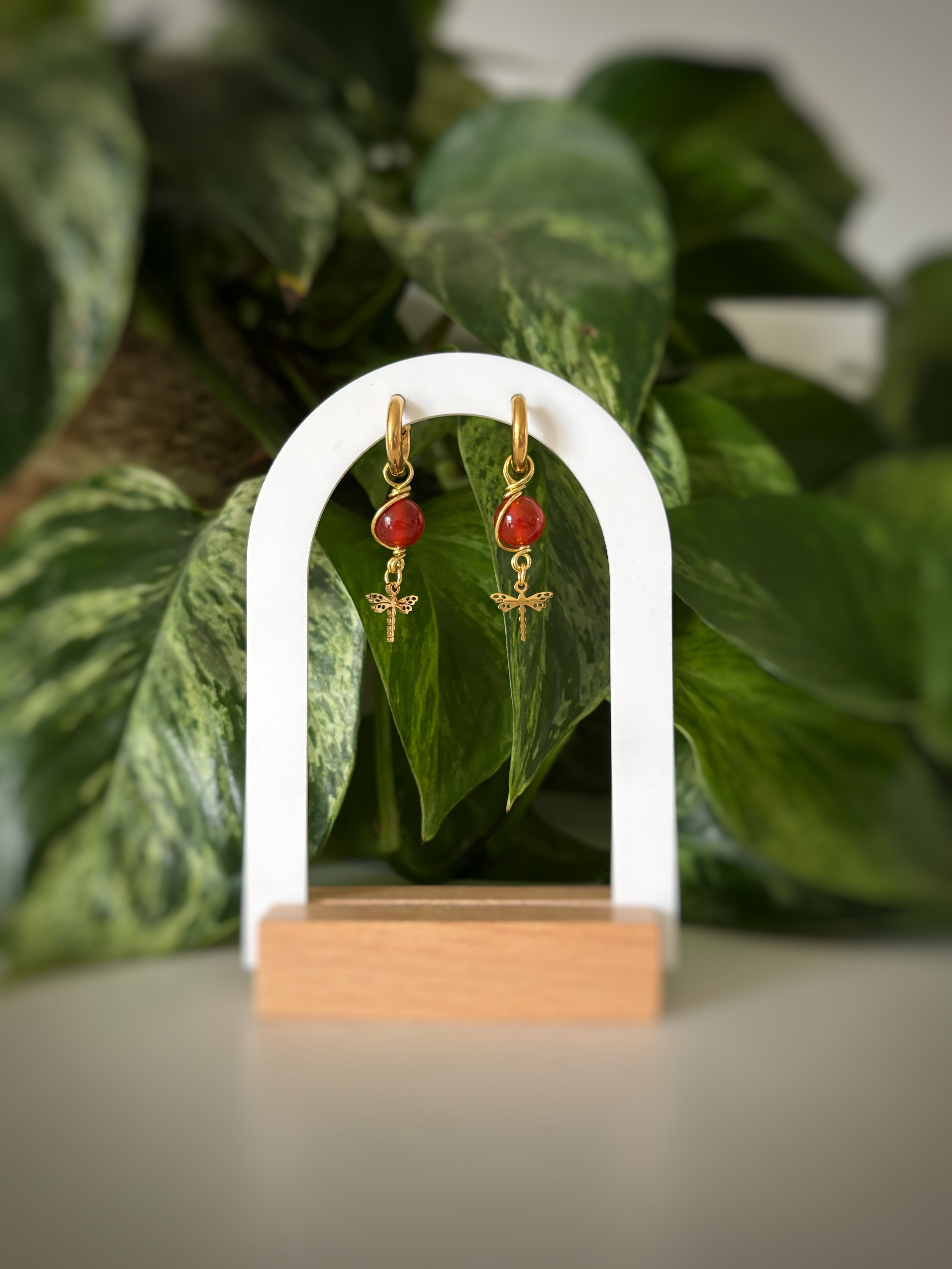 Boucles d’oreilles libellule - Cornaline