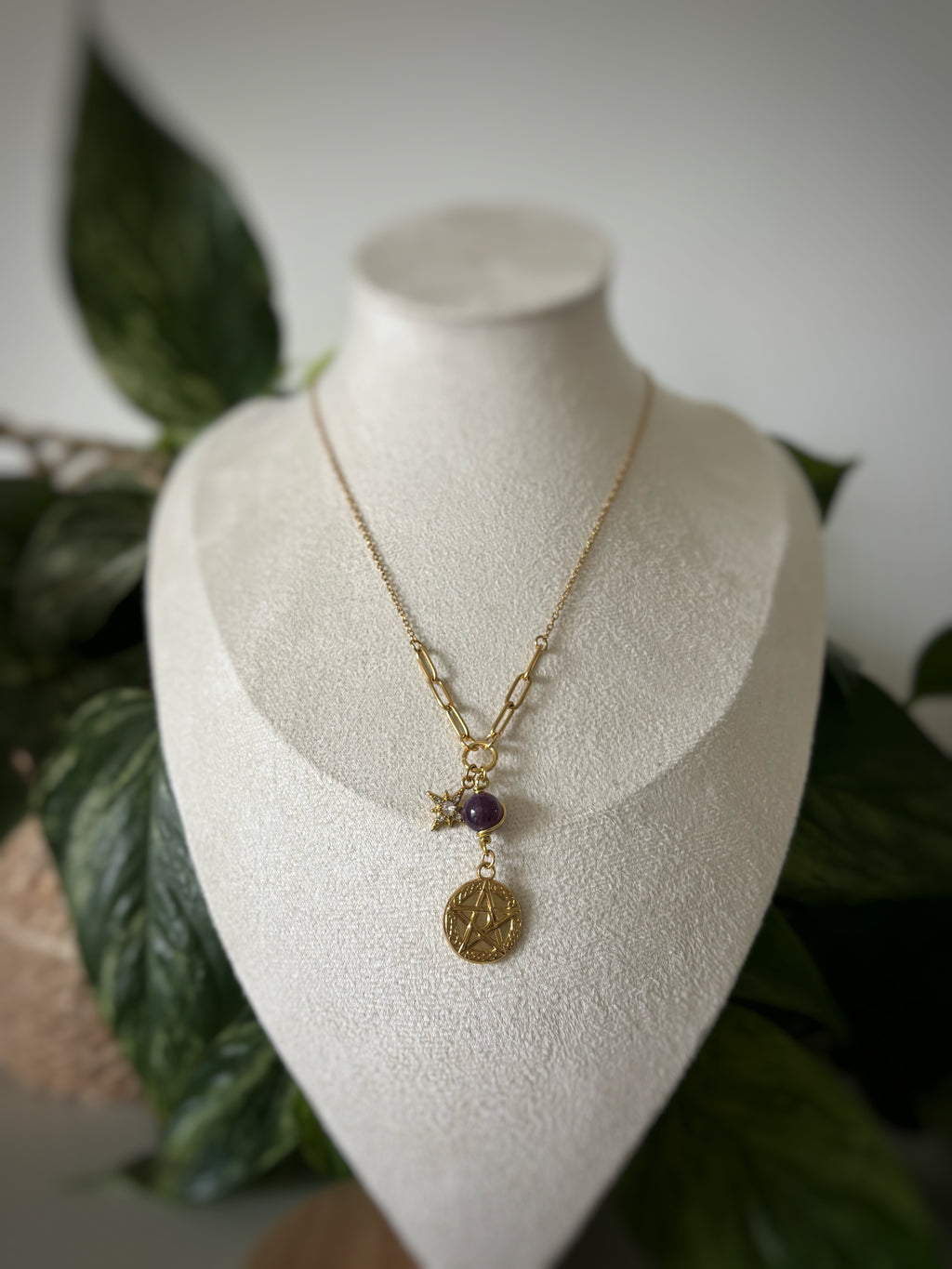 Collier améthyste - pentacle