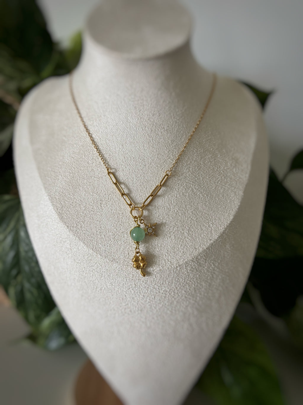 Collier aventurine verte - Trèfle