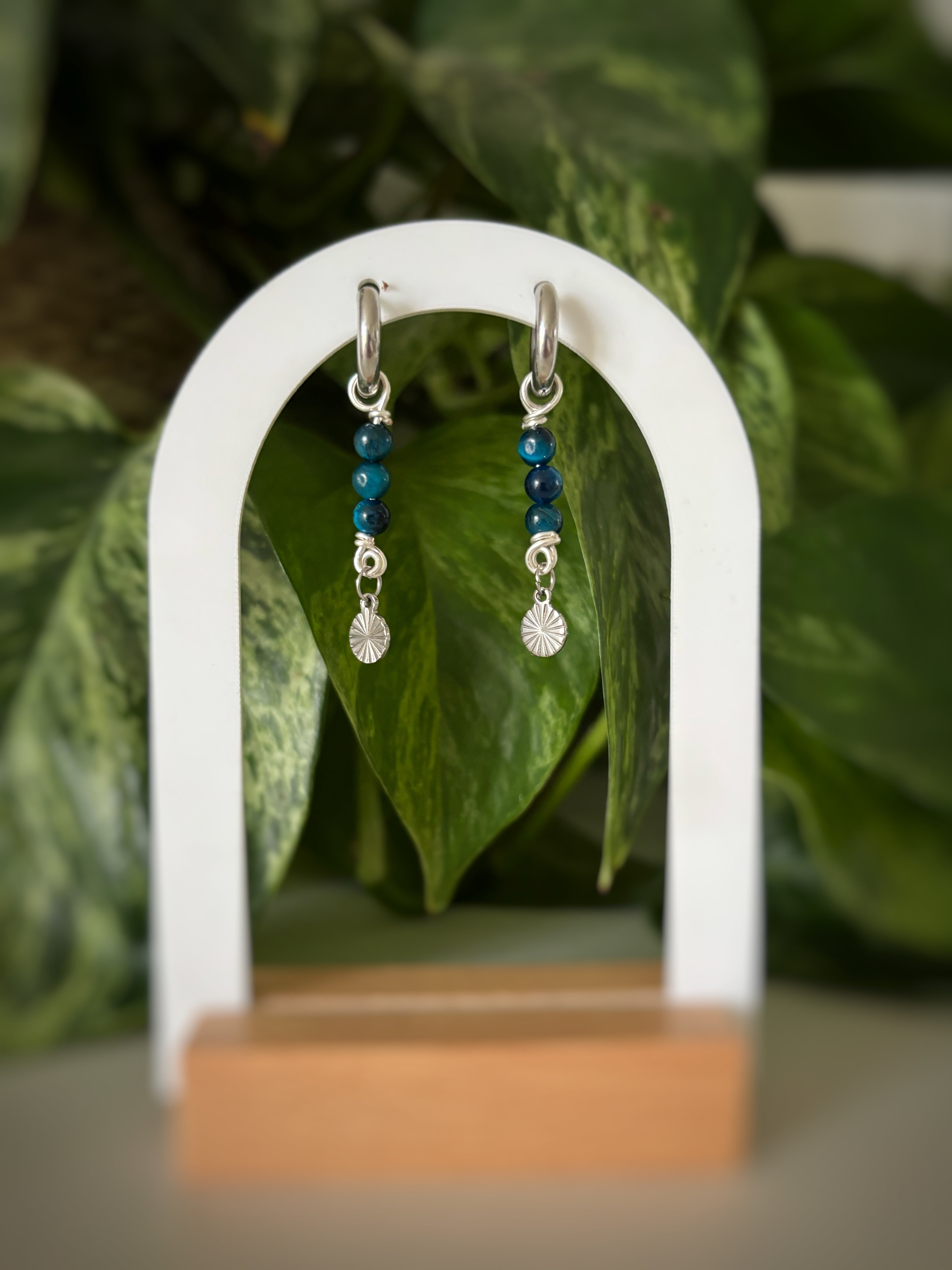 Boucles d’oreilles - œil de tigre bleu