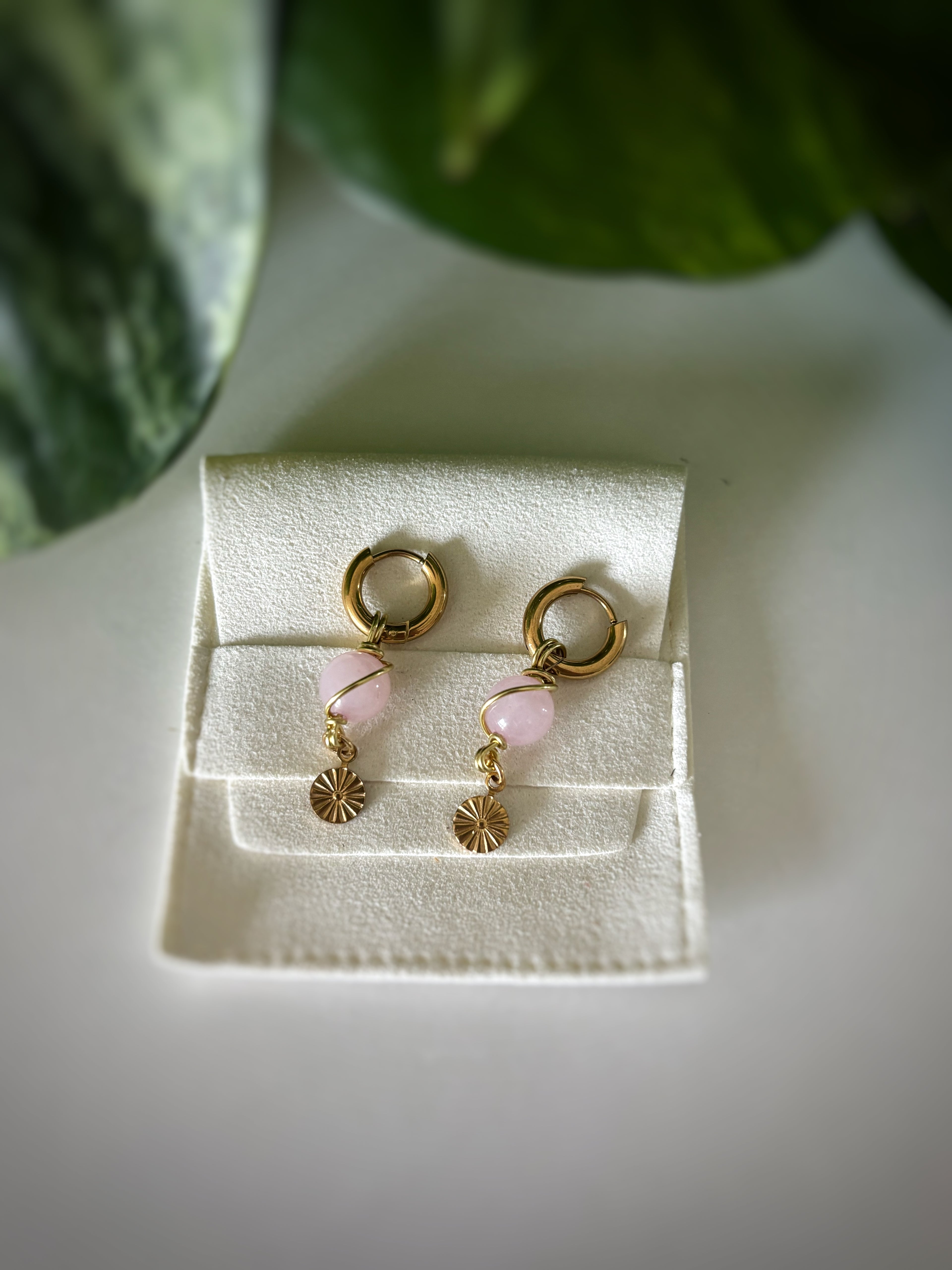 Boucles d’oreilles quartz rose