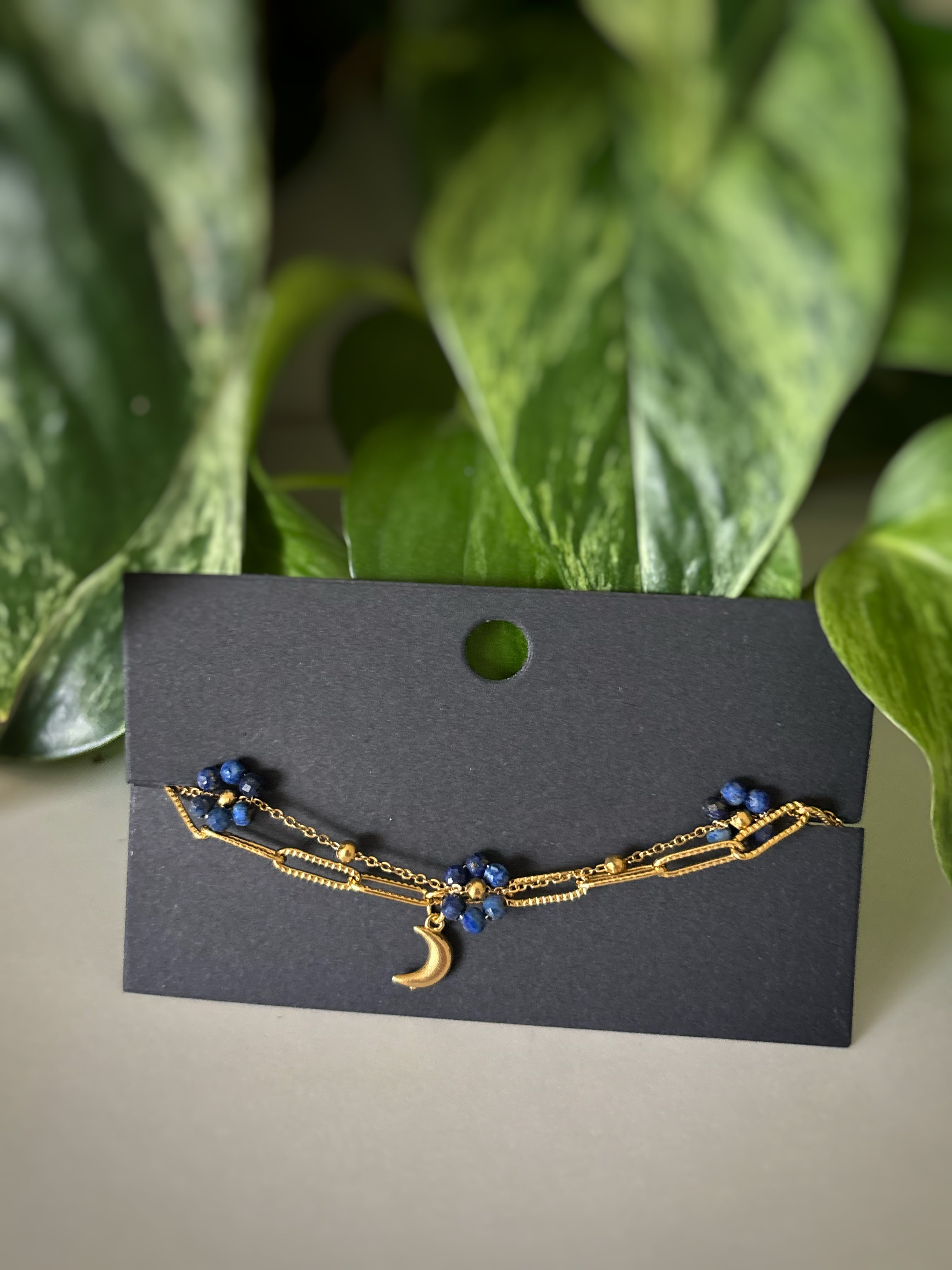 Bracelet lapis-lazuli et lune