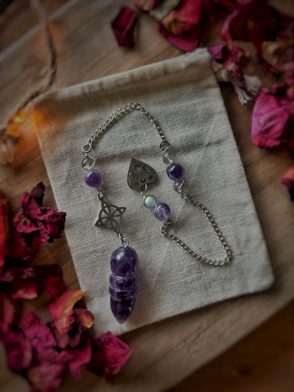 Pendule en améthyste & labradorite