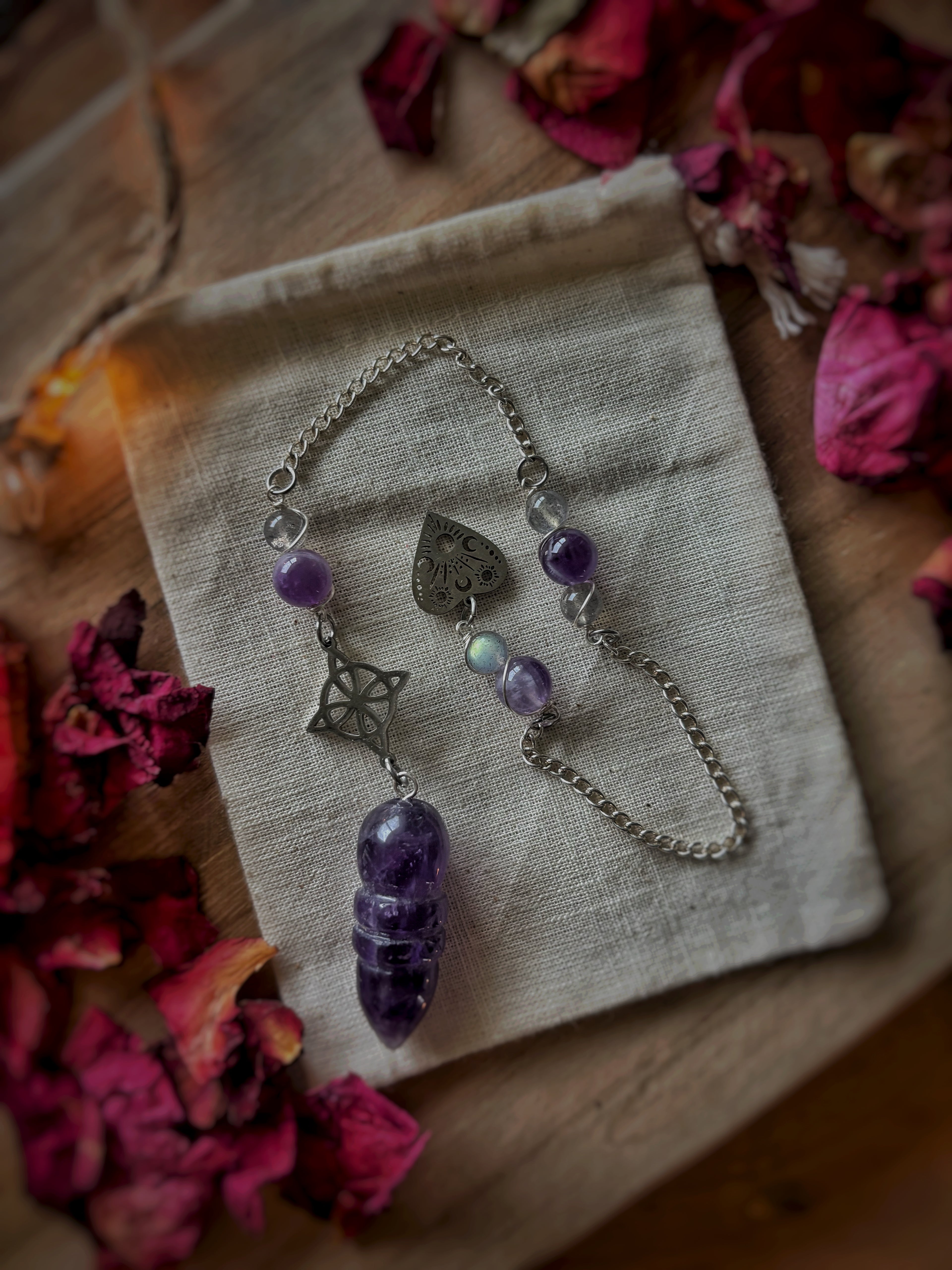 Pendule en améthyste & labradorite