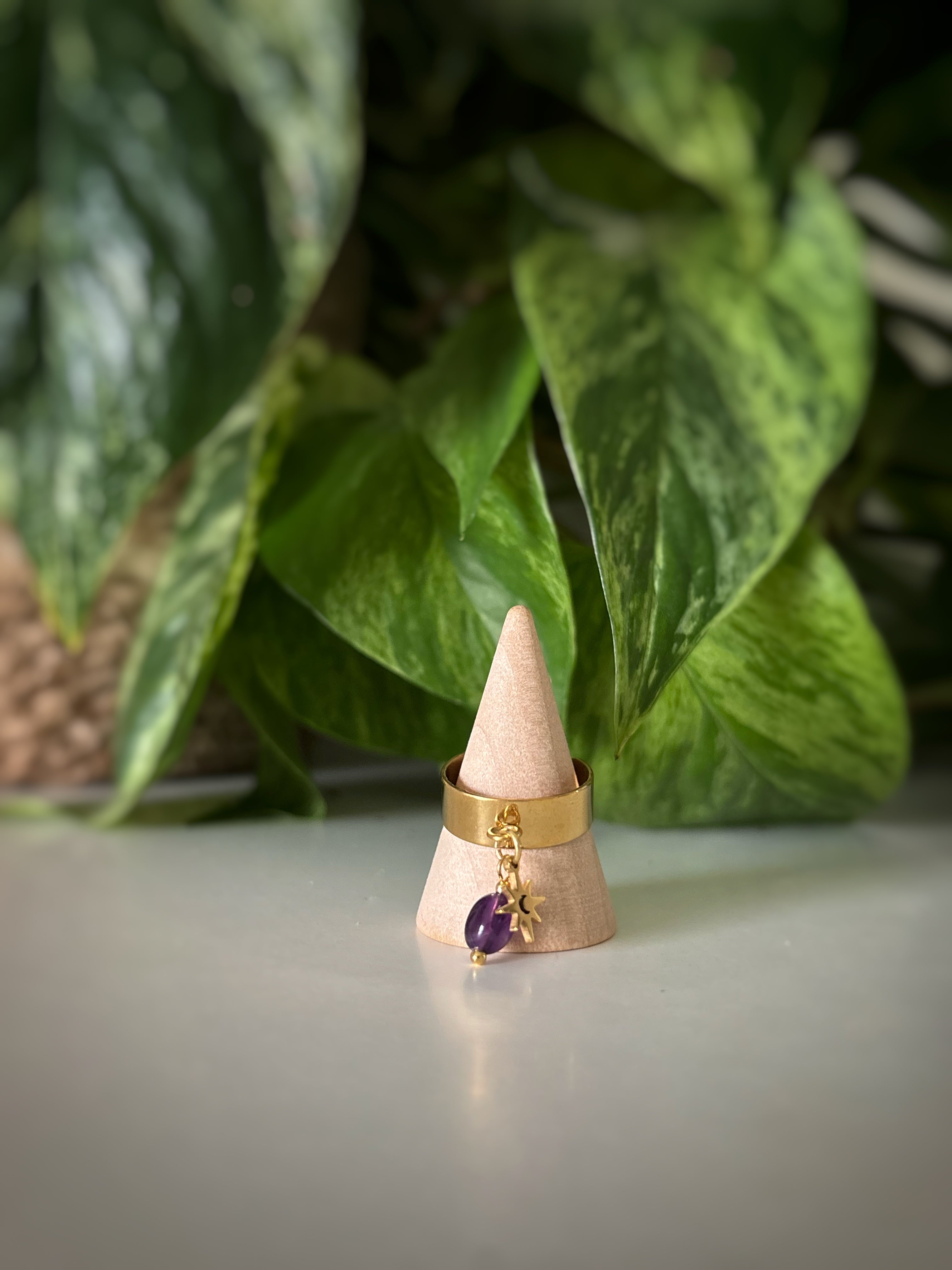 Bague ajustable améthyste