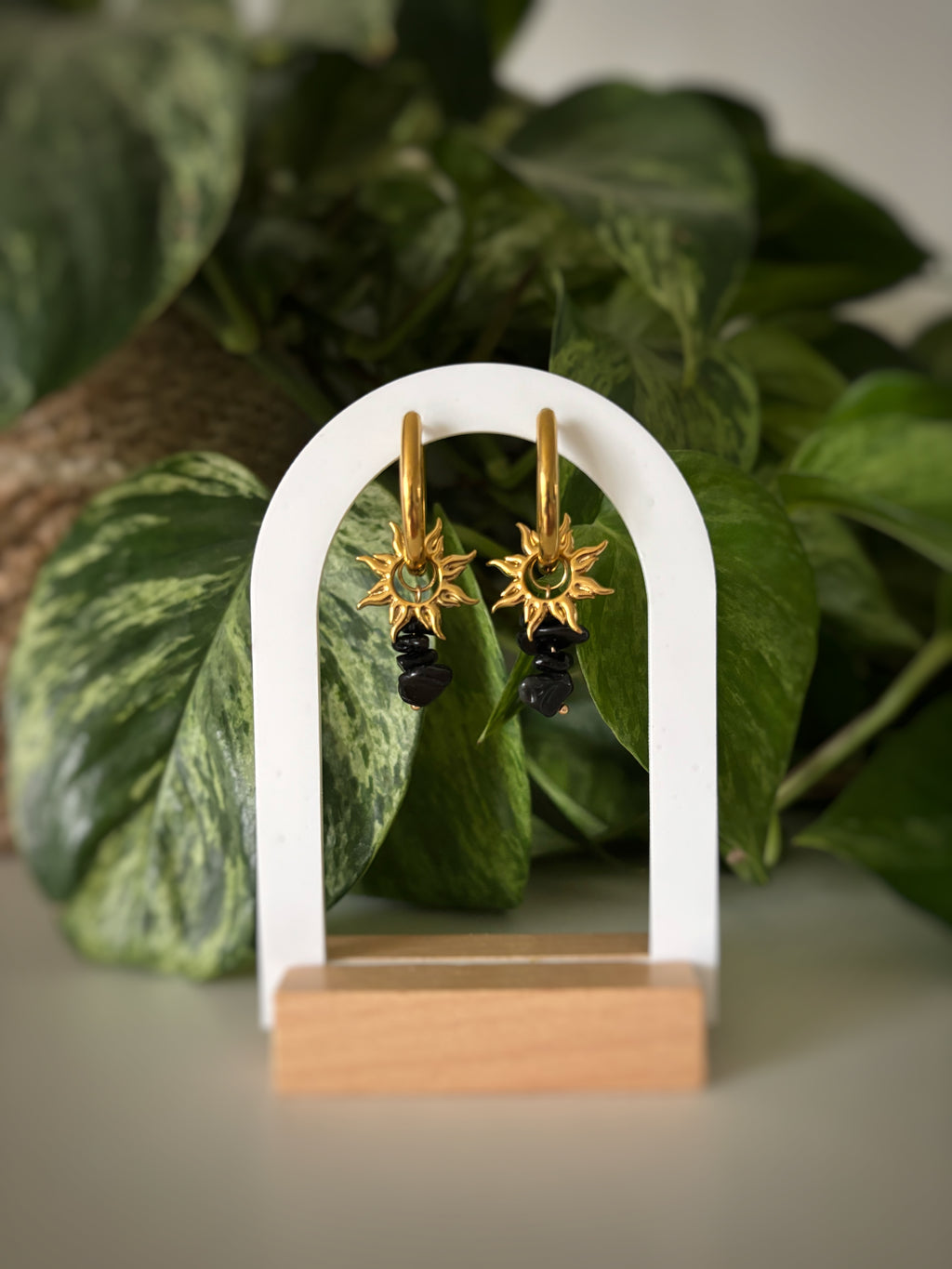 Boucles d’oreilles Luna - Obsidienne