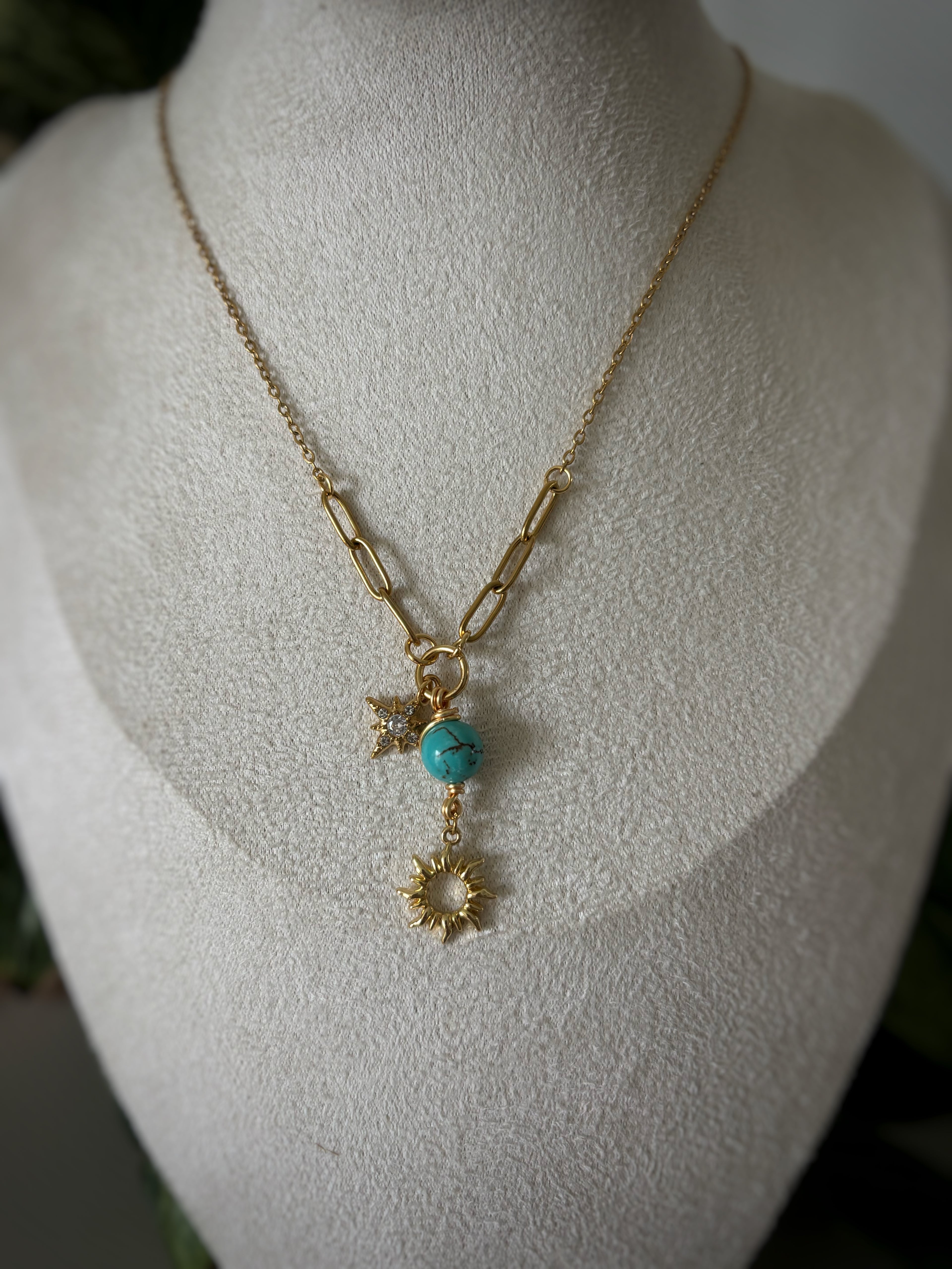 Collier soleil - Turquoise