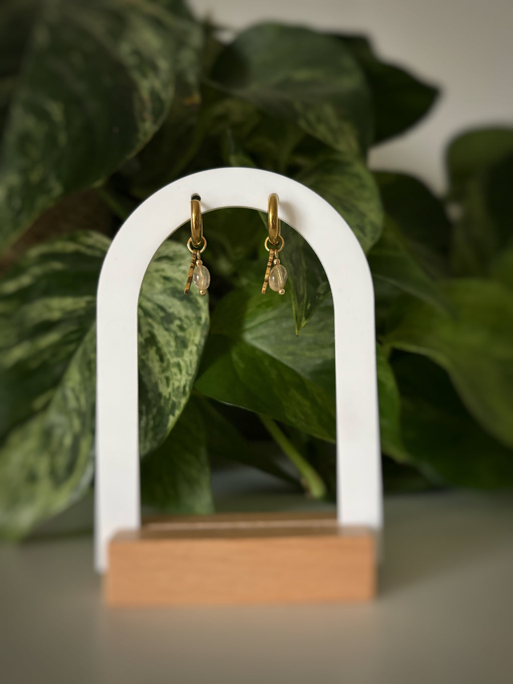 Boucles d’oreilles Arya - Citrine & plume