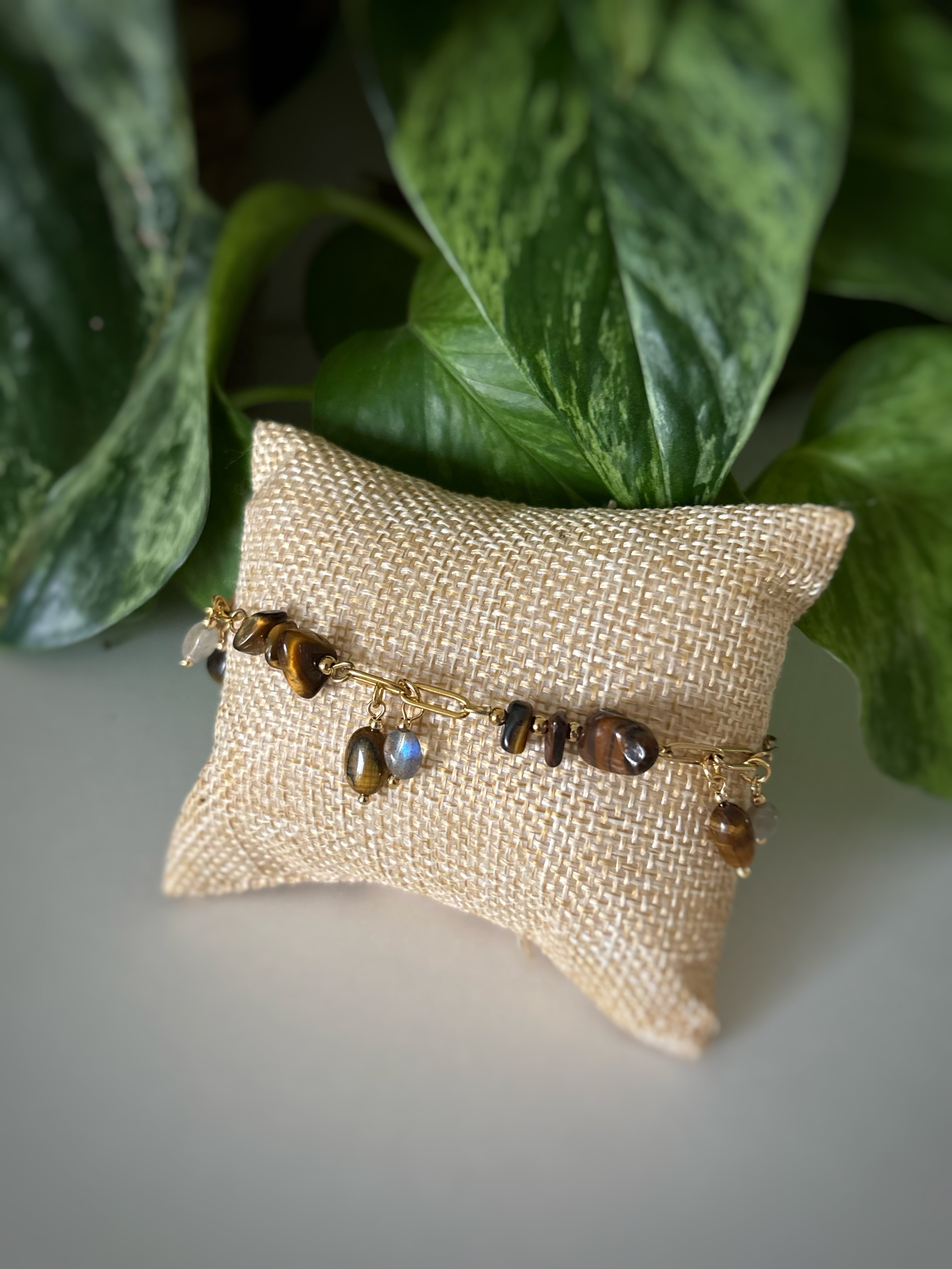 Bracelet œil de tigre et labradorite