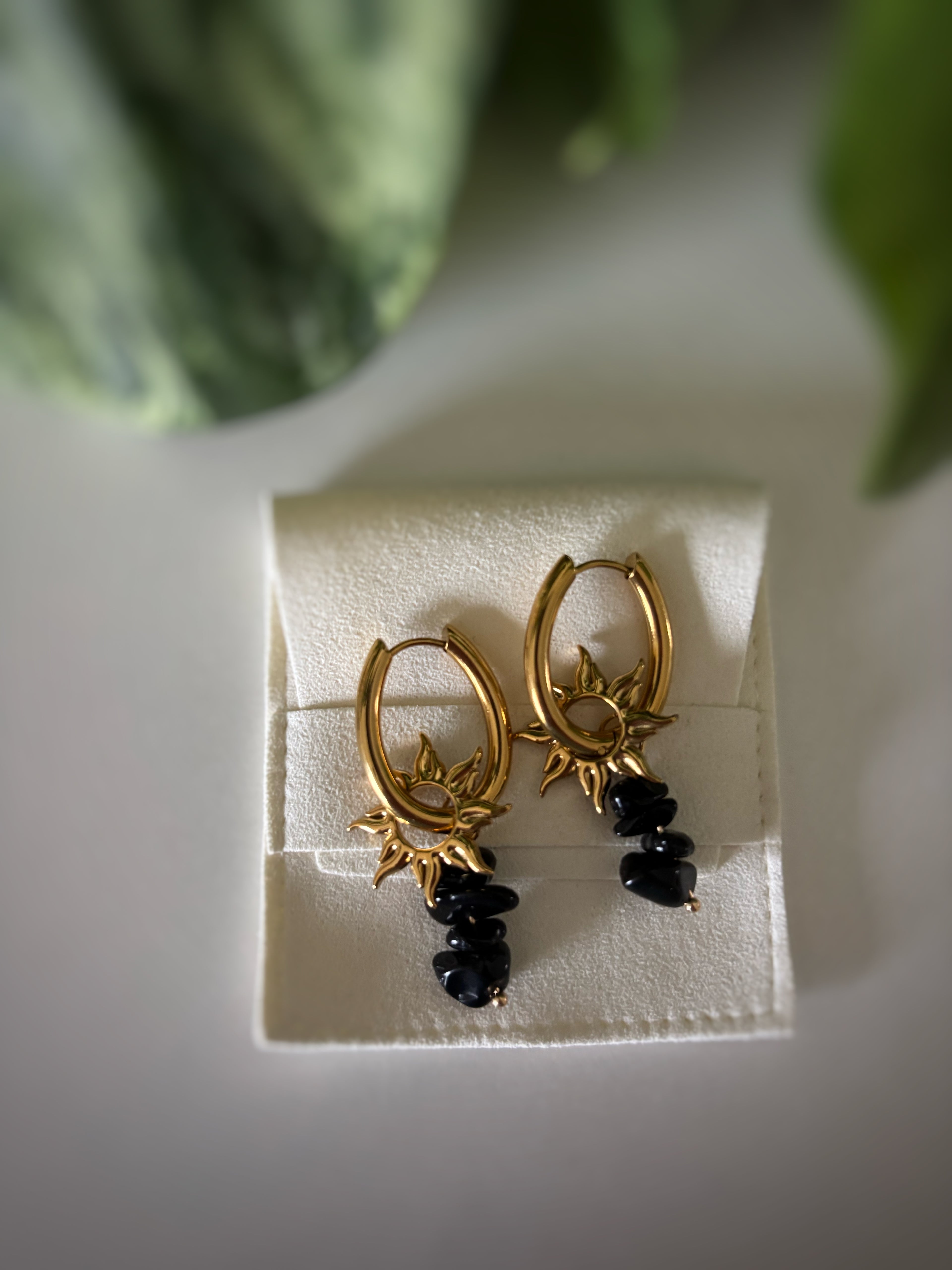 Boucles d’oreilles Luna - Obsidienne