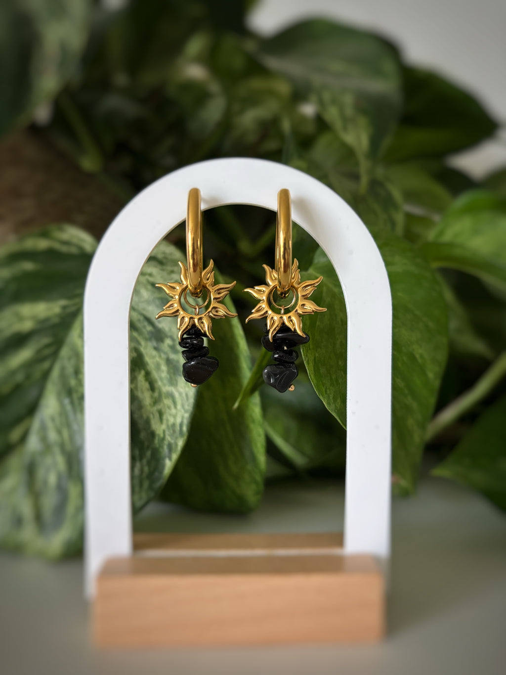 Boucles d’oreilles Luna - Obsidienne