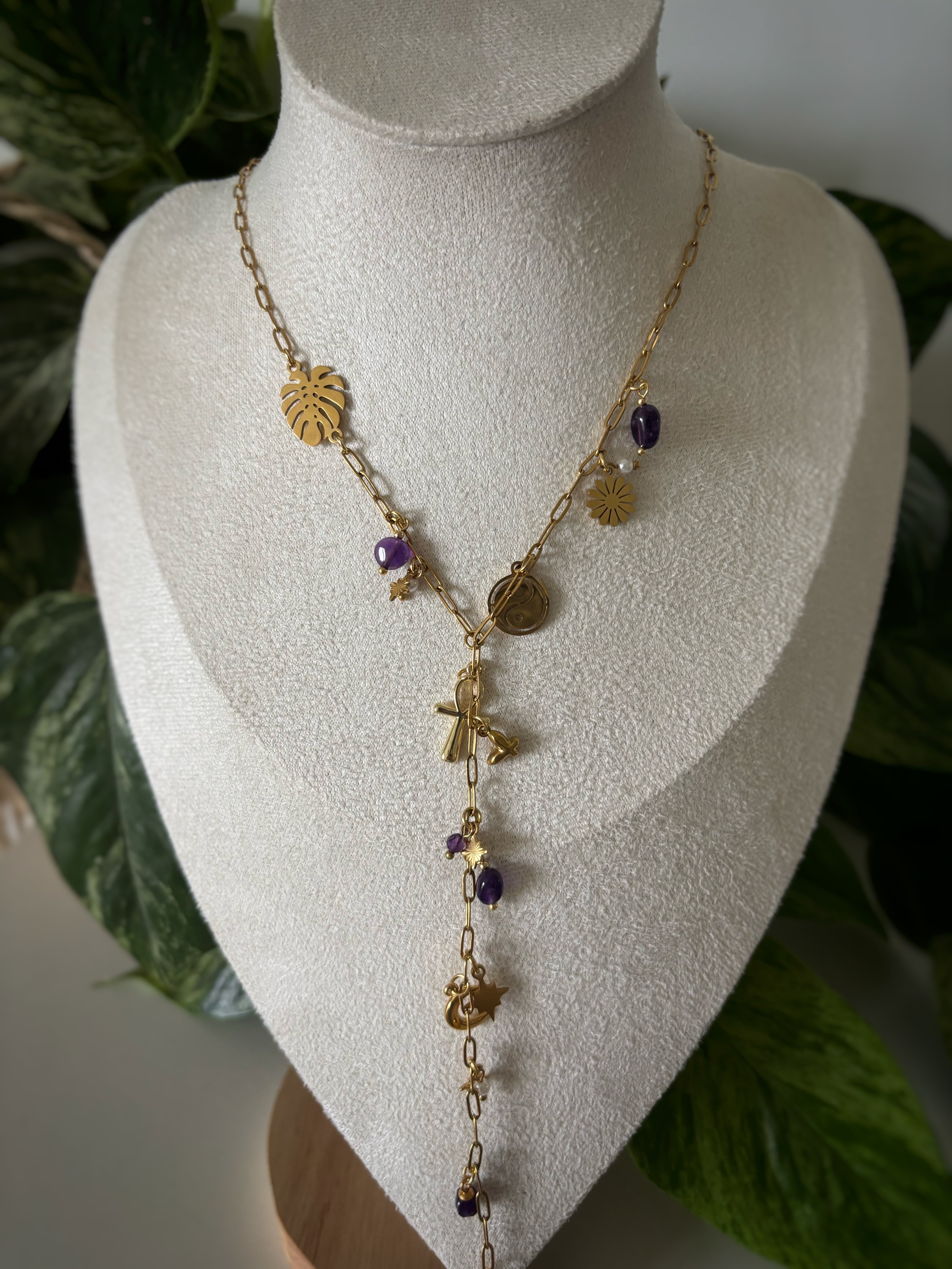 Collier en Y améthyste