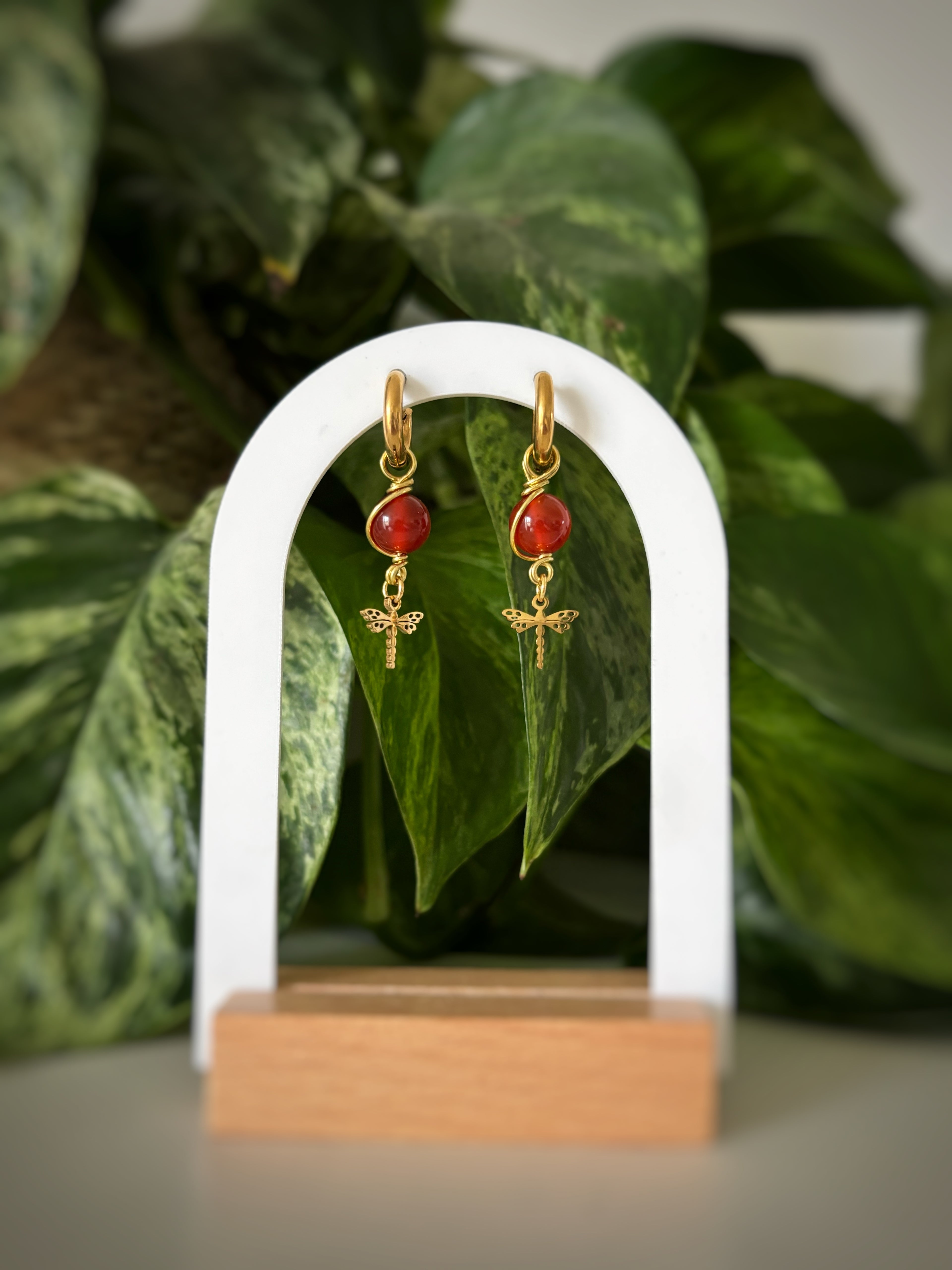 Boucles d’oreilles libellule - Cornaline