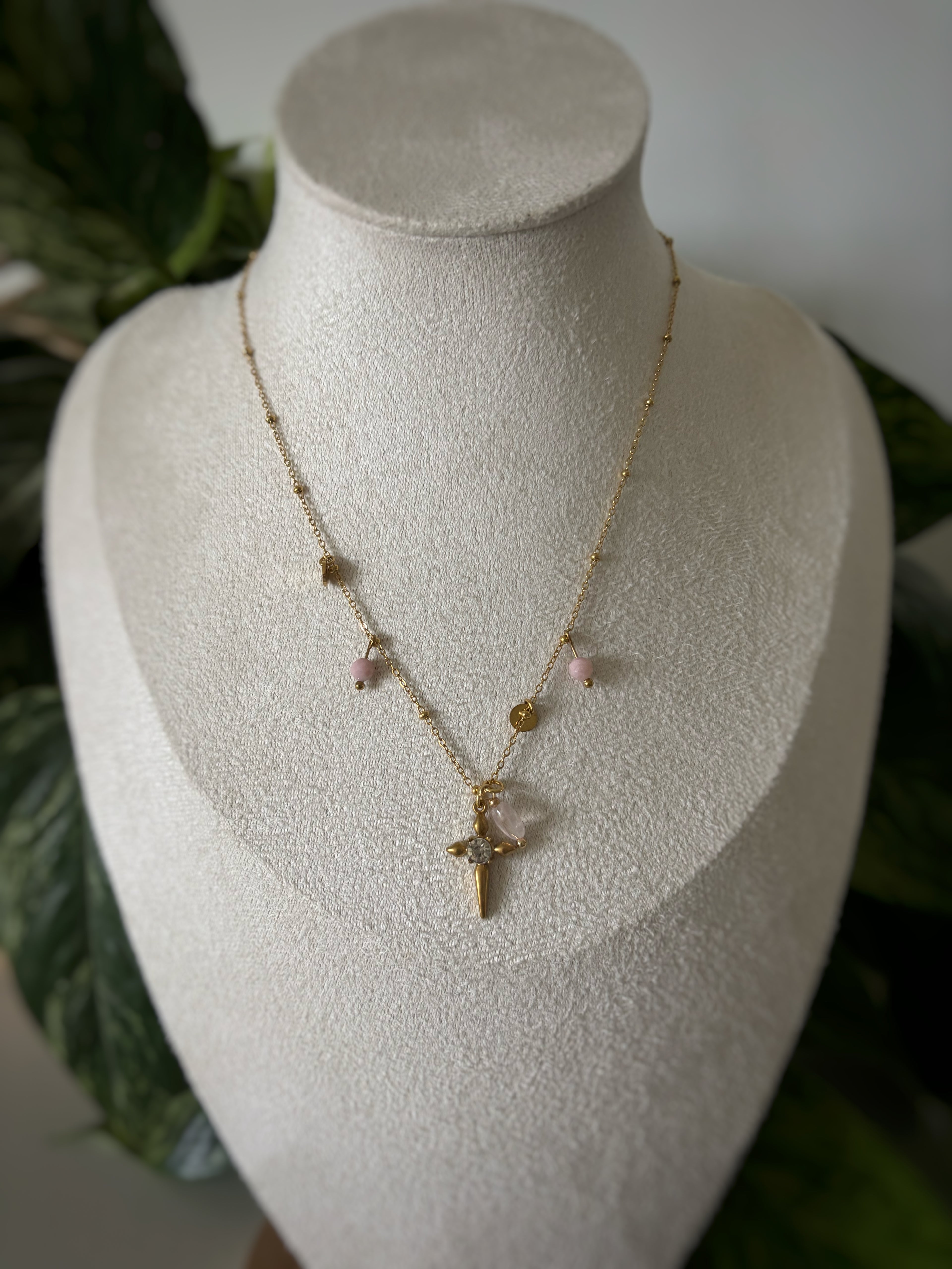 Collier Quartz rose - étoile