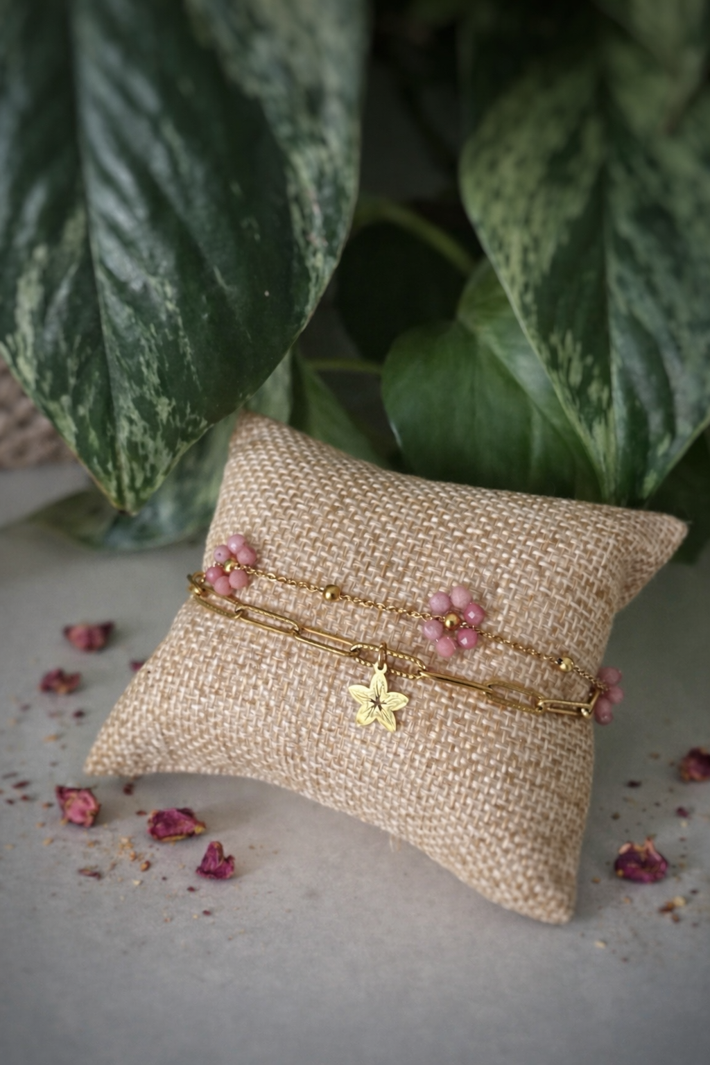 Bracelet Fleur en Rhodonite