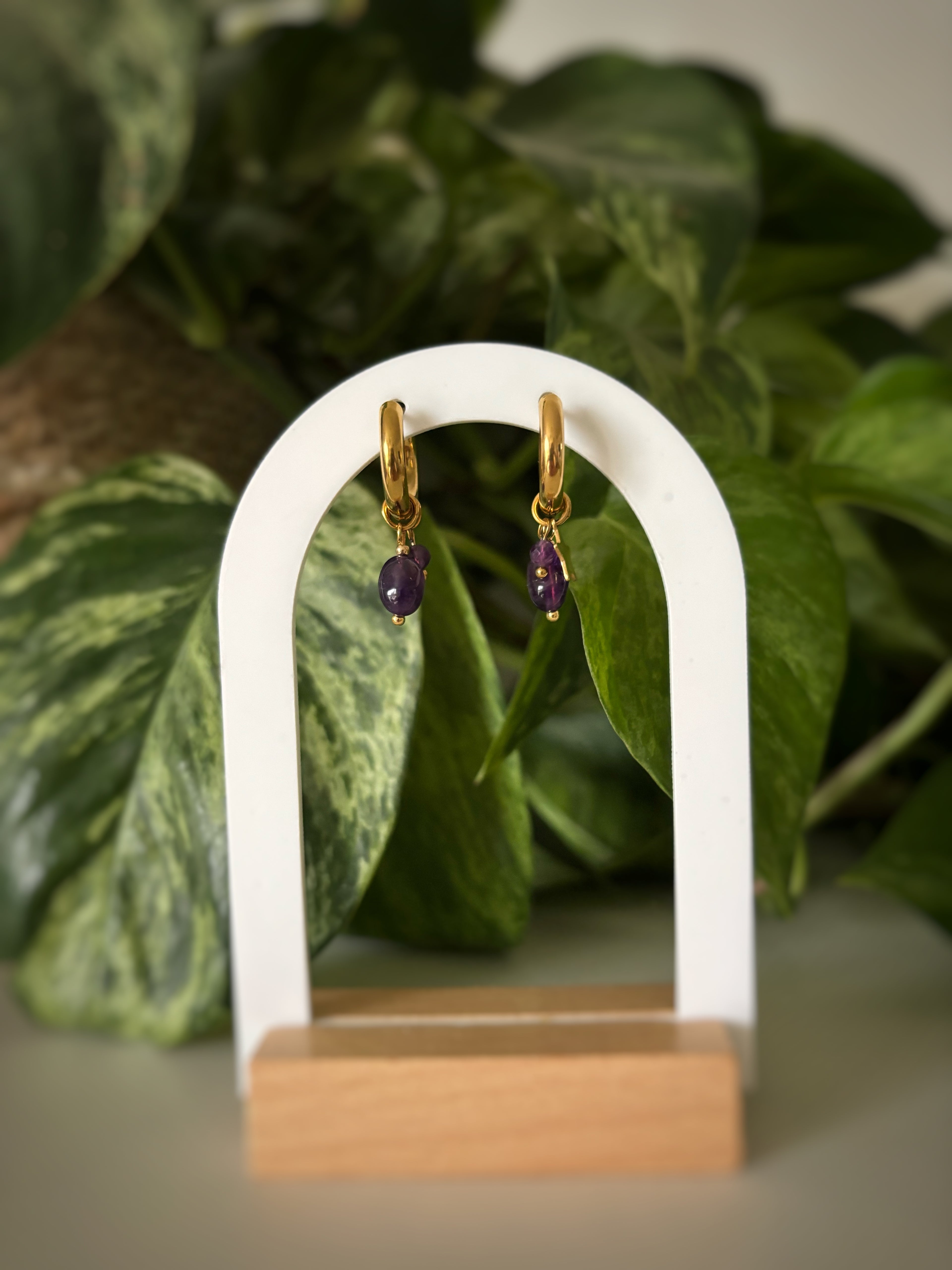 Boucles d’oreilles lune & étoile - Améthyste