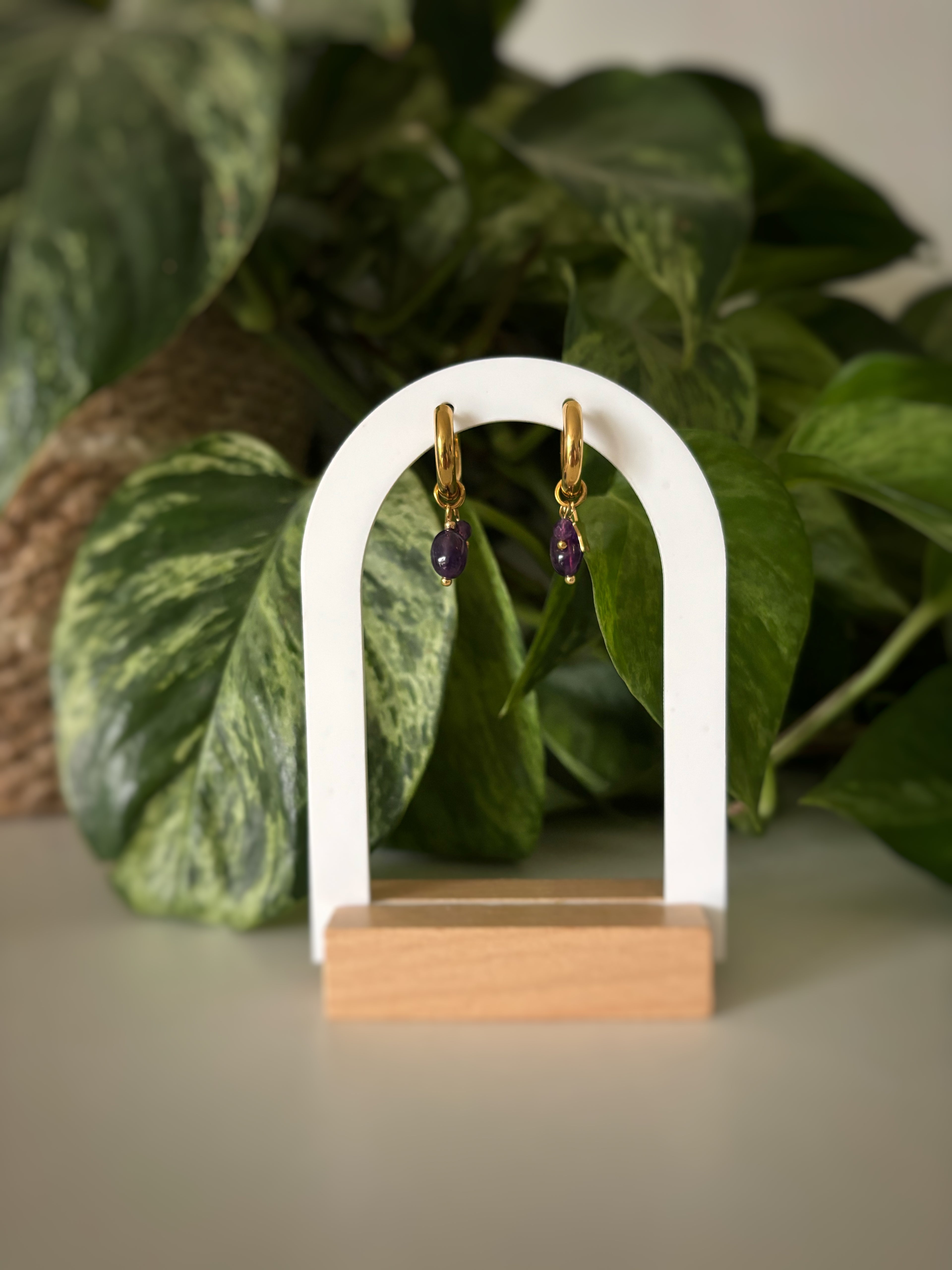 Boucles d’oreilles lune & étoile - Améthyste