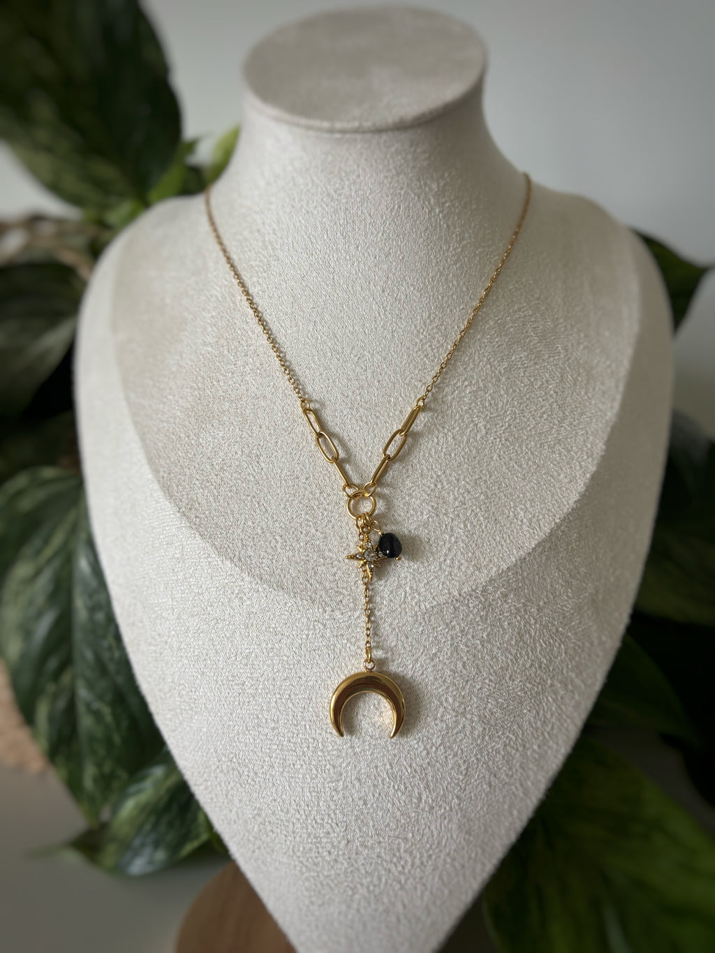 Collier obsidienne - Lune