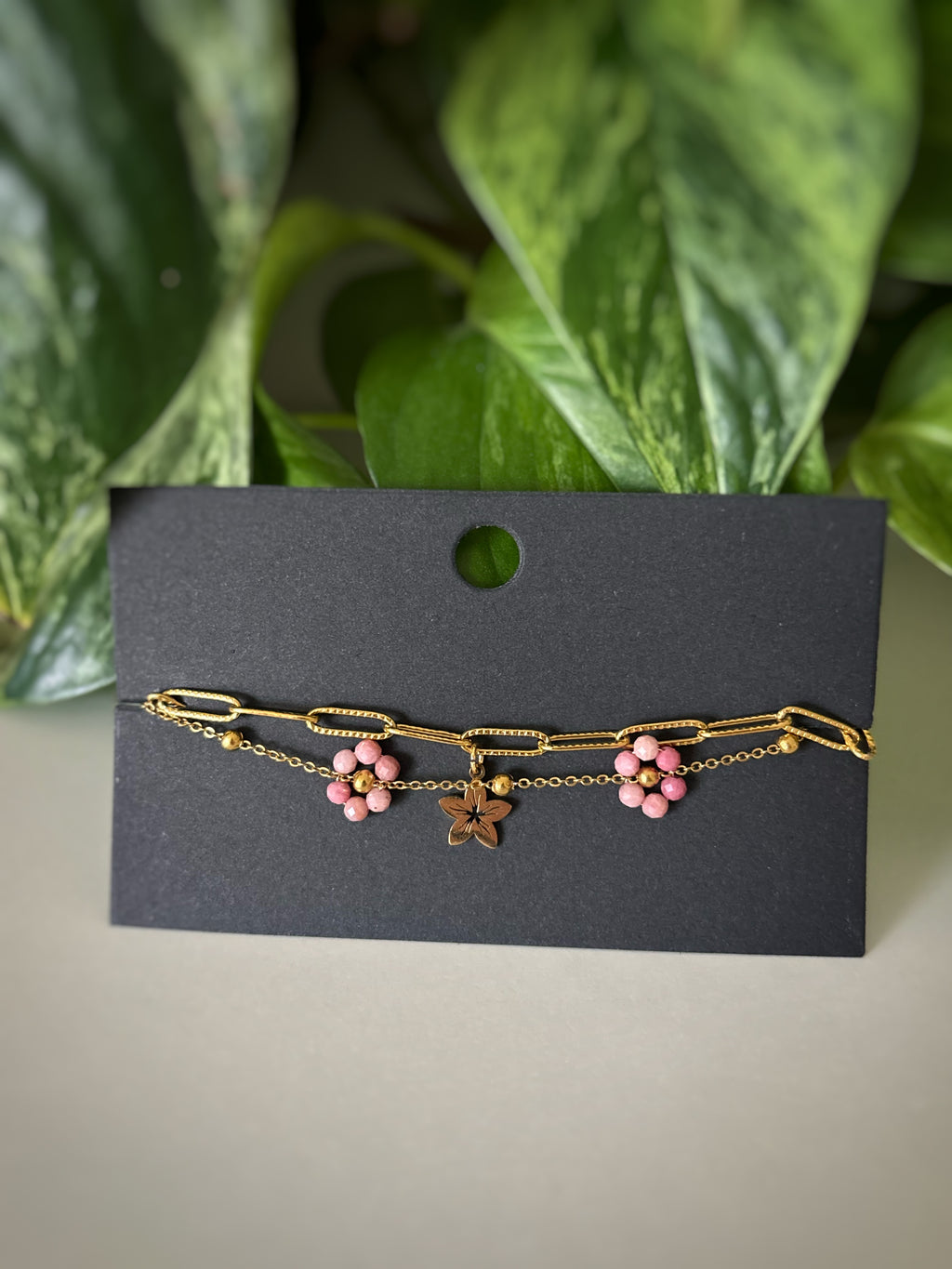 Bracelet Fleur en Rhodonite