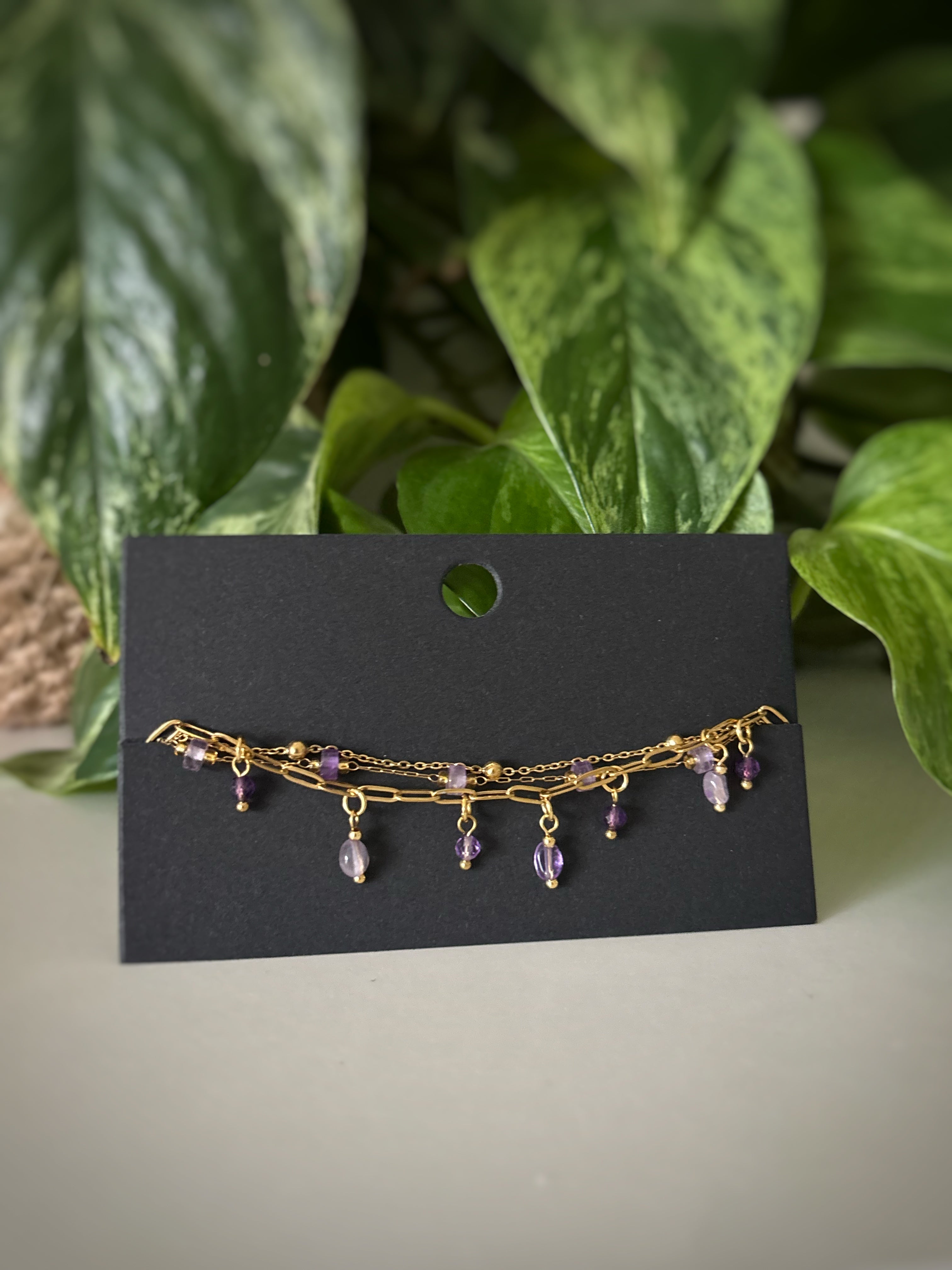 Bracelet Triple Chaîne Améthyste