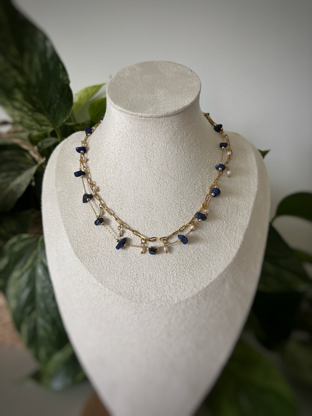 Collier double chaîne Lapis-lazuli