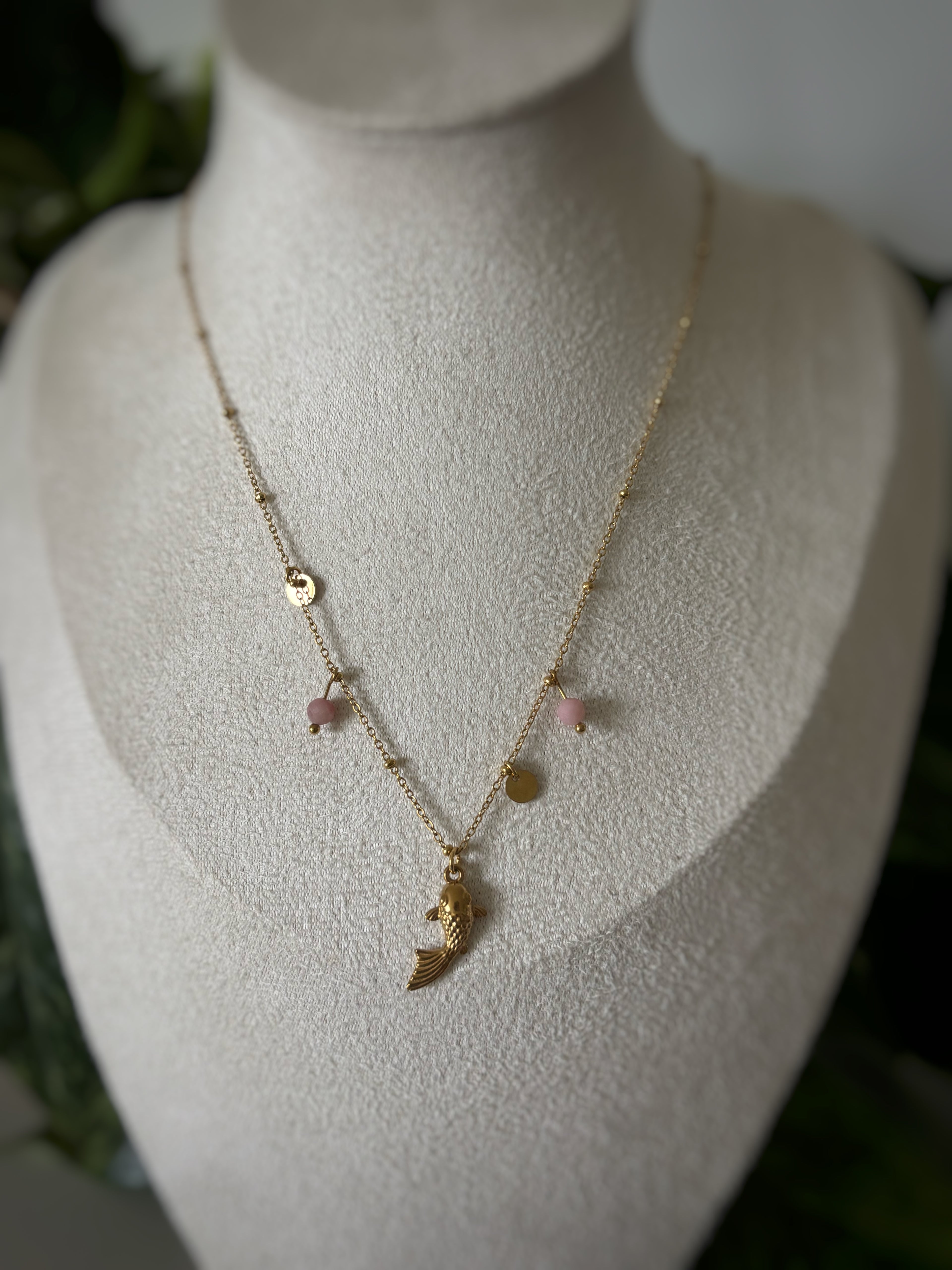 Collier rhodonite - Carpe koï